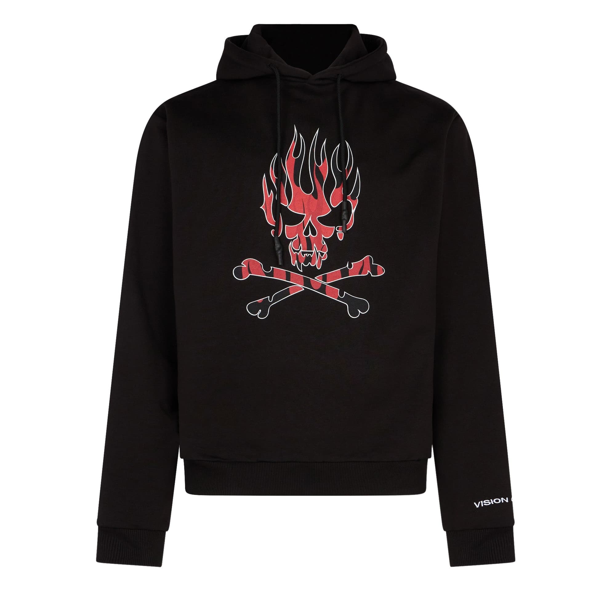 VISION OF SUPER Felpa Leggera Cappuccio Uomo Skull Print Hoodie Black/red - 3