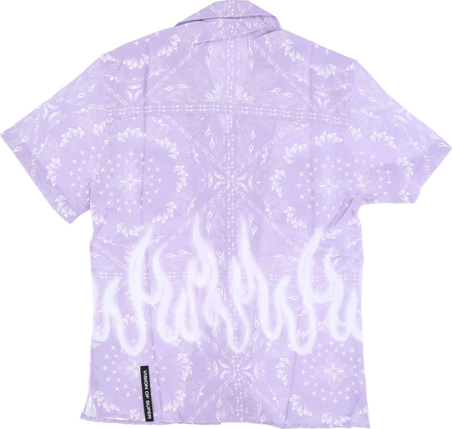 VISION OF SUPER Camicia Manica Corta Uomo Spray Flames Bandana Shirt Lilac – maglia