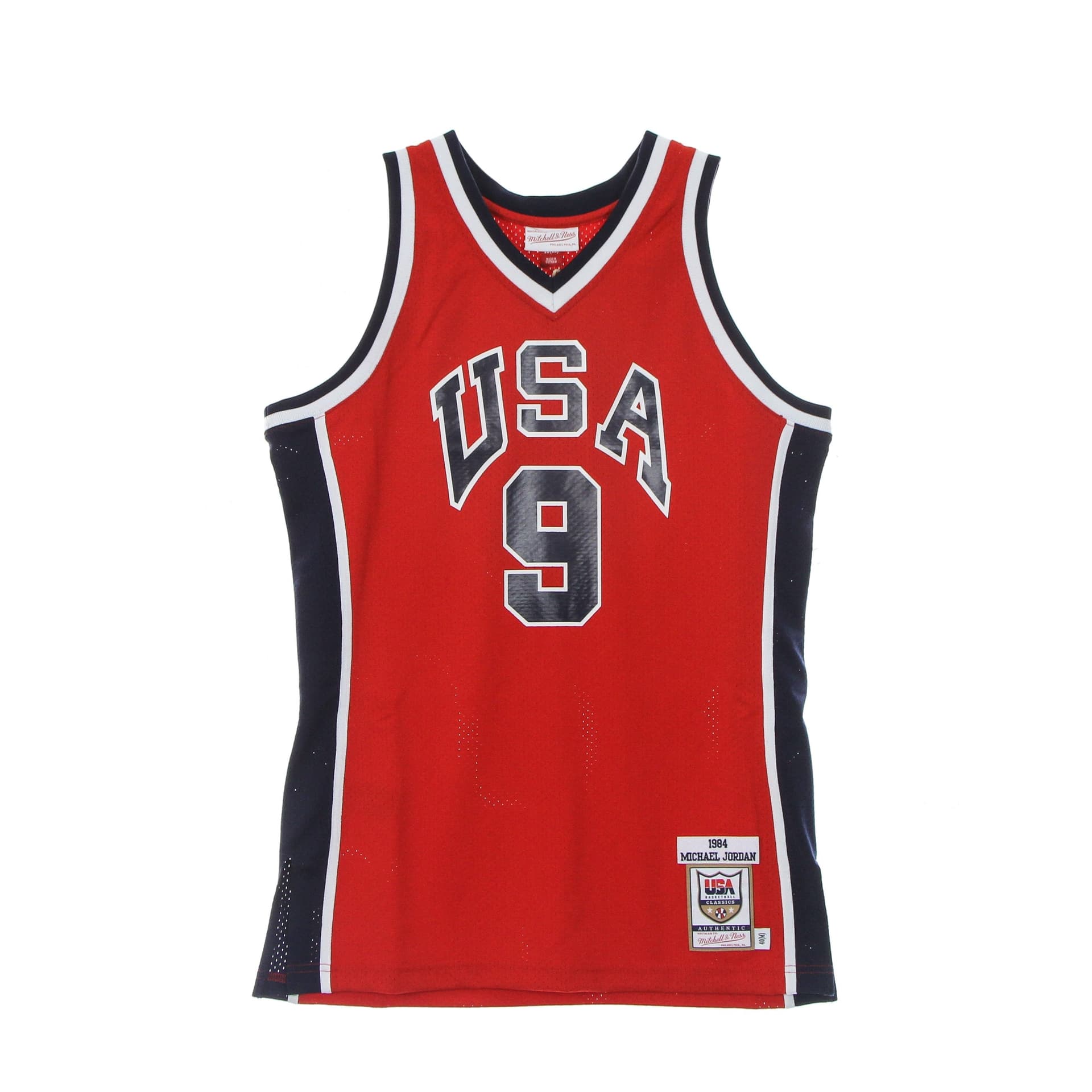 MITCHELL &amp; NESS Canotta Basket Uomo Nba Authentic Jersey Hardwood Classics No 9 Michael Jordan 1984 Team Usa Red - 3