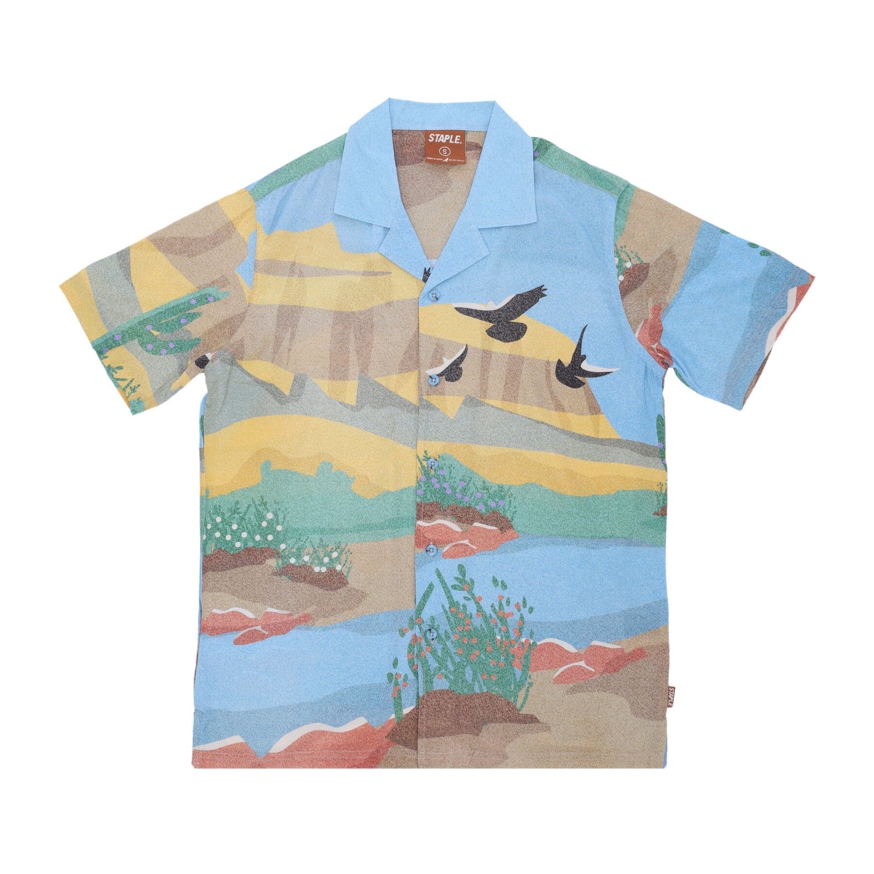 STAPLE Camicia Manica Corta Uomo Horizon Camp Shirt Blue - 3
