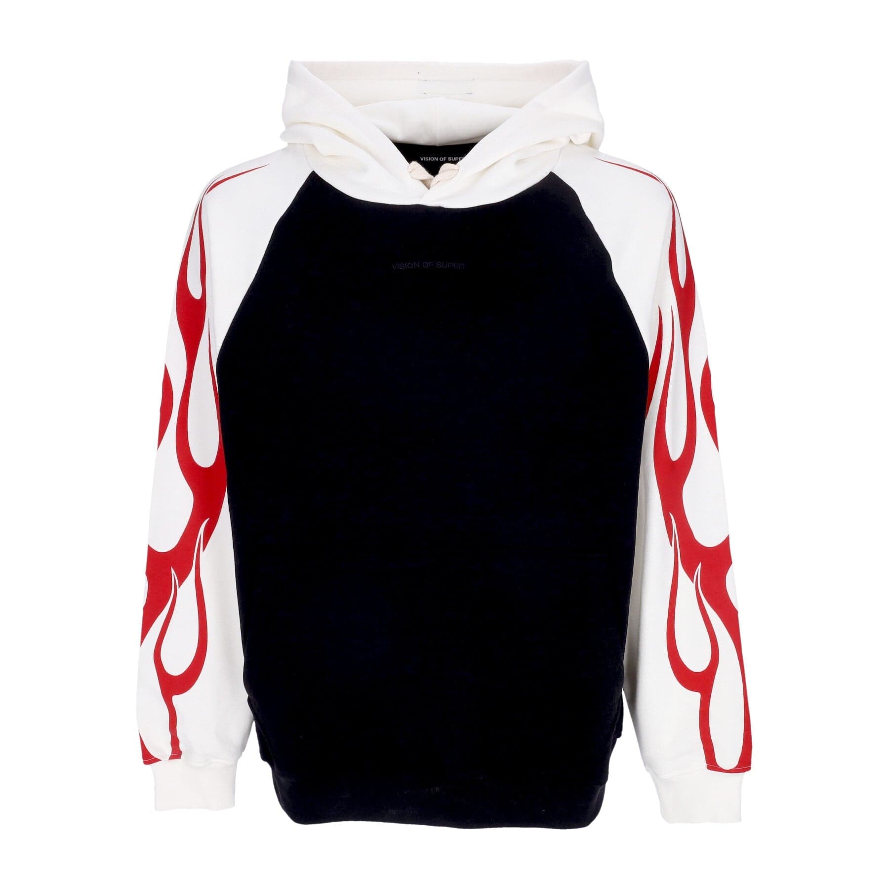 VISION OF SUPER Felpa Leggera Cappuccio Uomo Flames Hoodie Off White/black/red - 3
