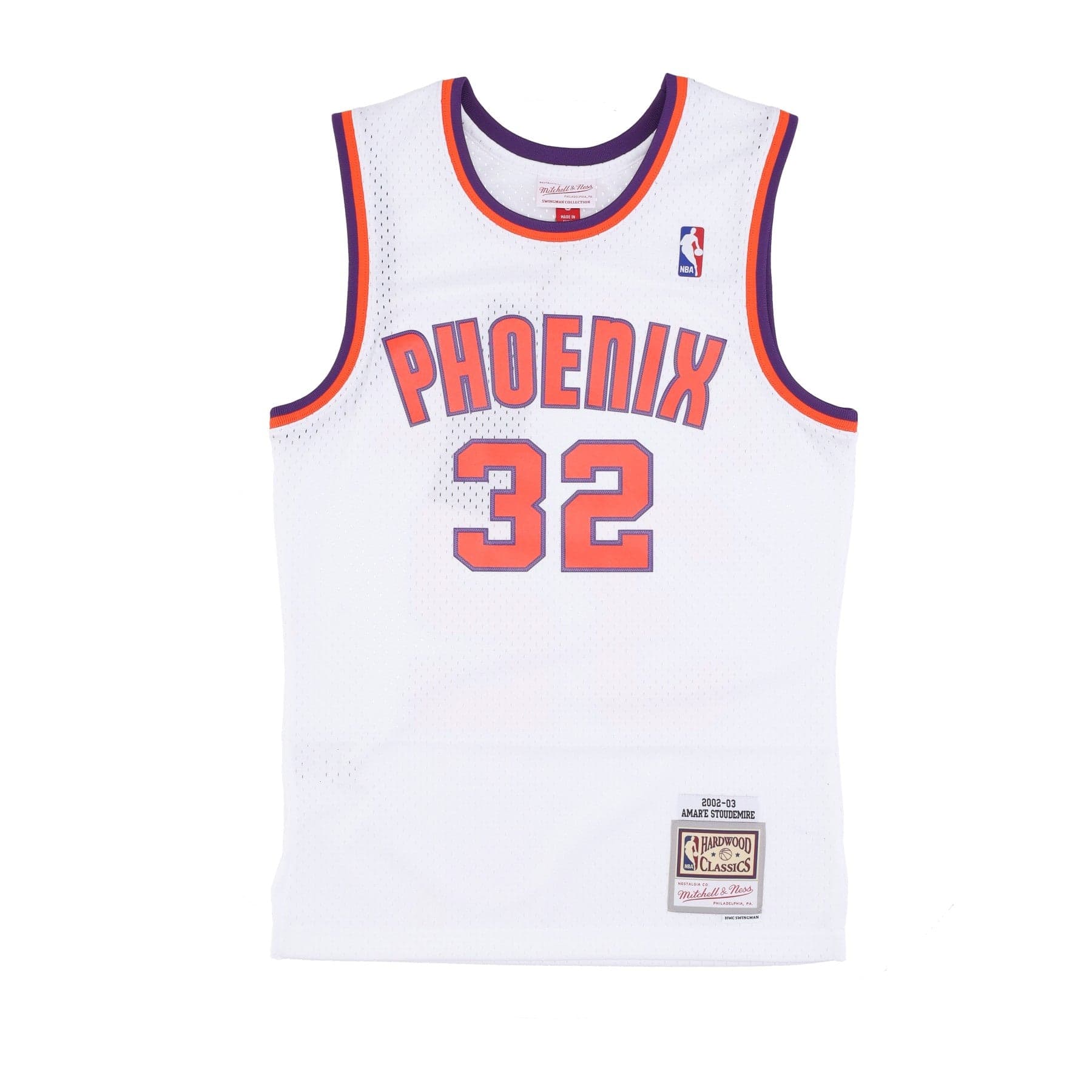 MITCHELL &amp; NESS Canotta Basket Uomo Nba Alternate Jersey Hardwood Classics No 32 Amar'e Stoudemire 2002-03 Phosun White/original Team Colors - 4