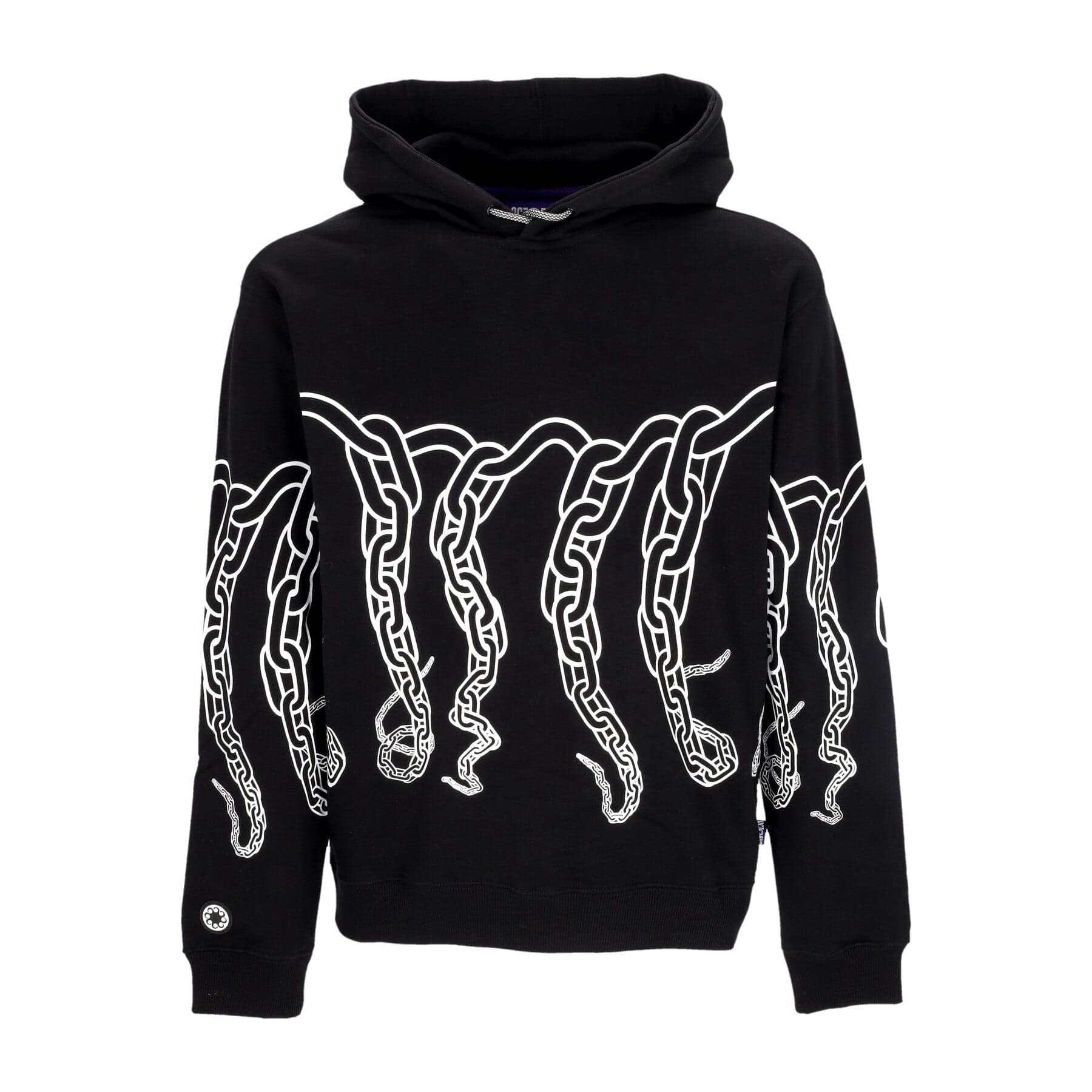 OCTOPUS Felpa Leggera Cappuccio Uomo Chain Hoodie Black - 3