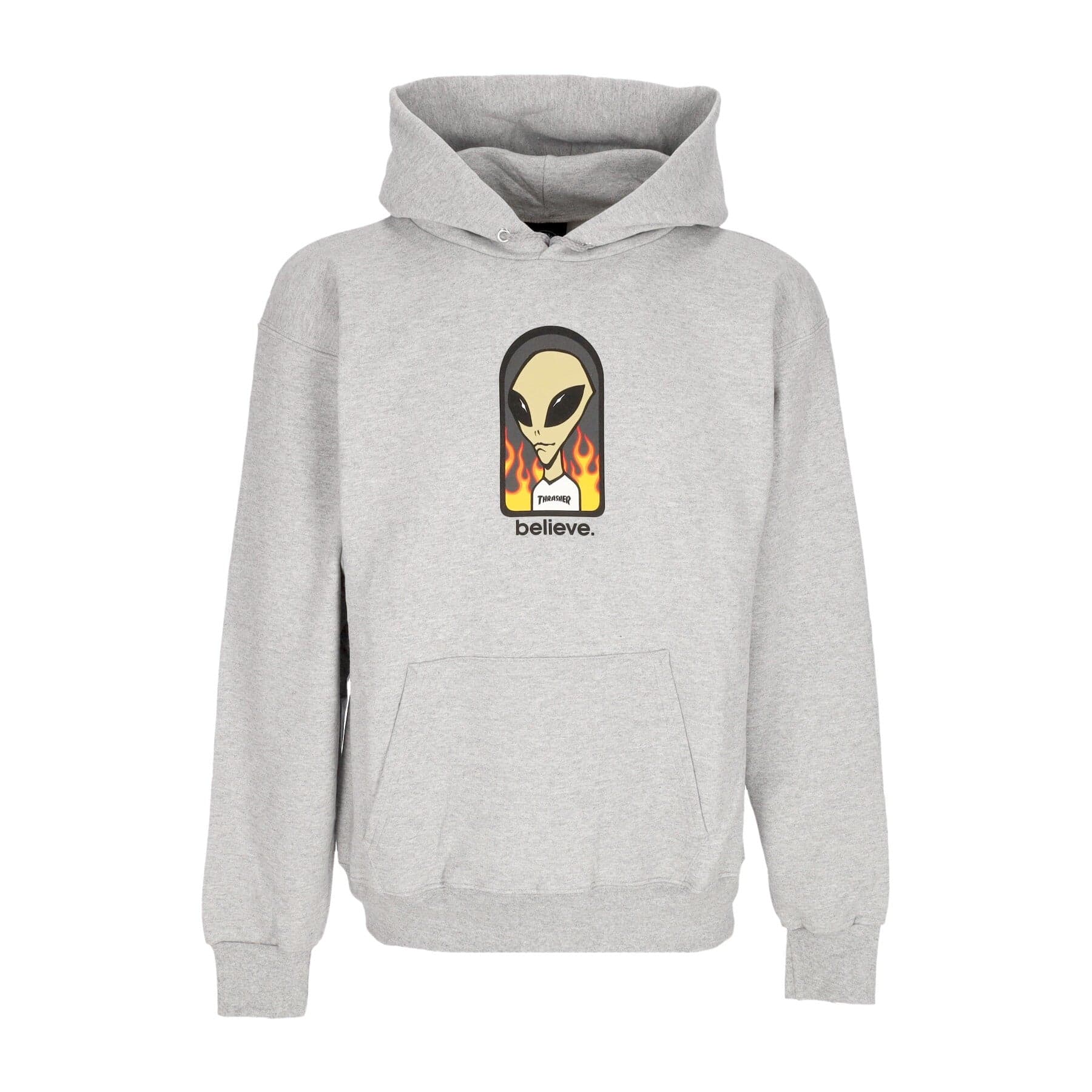 THRASHER Felpa Cappuccio Uomo Believe Hoodie X Aws Grey - 3