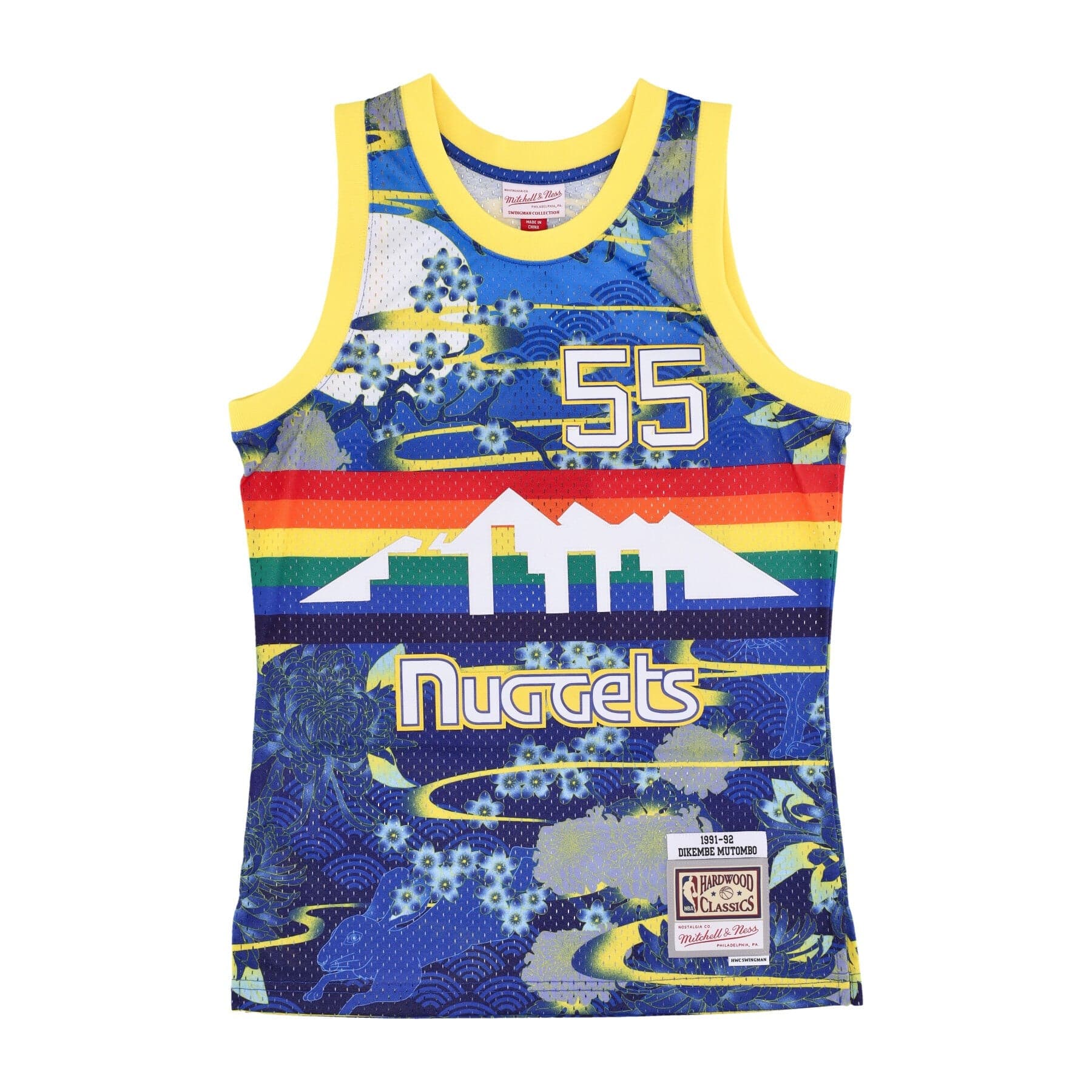 MITCHELL &amp; NESS Canotta Basket Uomo Nba Ah Swingman Jersey 5.0 Hardwood Classics 1991 No 55 Dikembe Mutombo Dennug Blue - 5