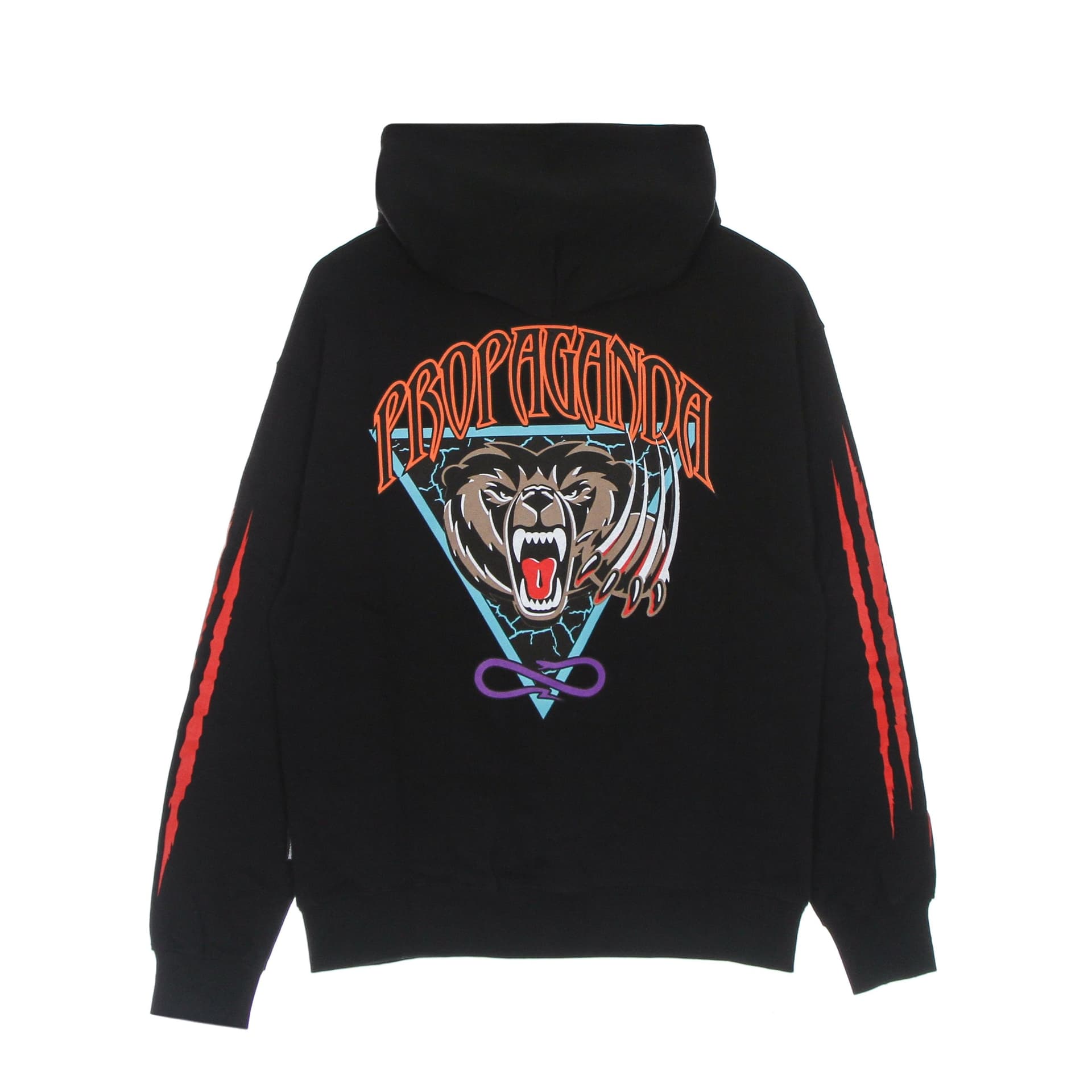PROPAGANDA Felpa Leggera Cappuccio Uomo Grizzly Hoodie Black - 5