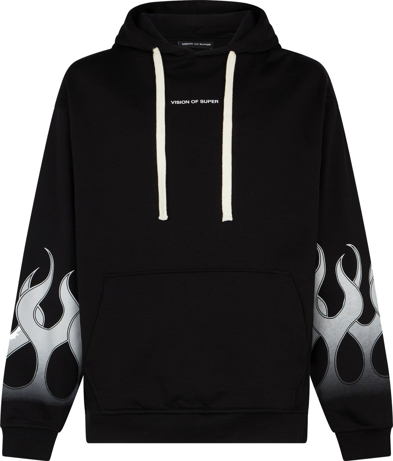 VISION OF SUPER Felpa Leggera Cappuccio Uomo Racing Flames Hoodie Black/white – giacca