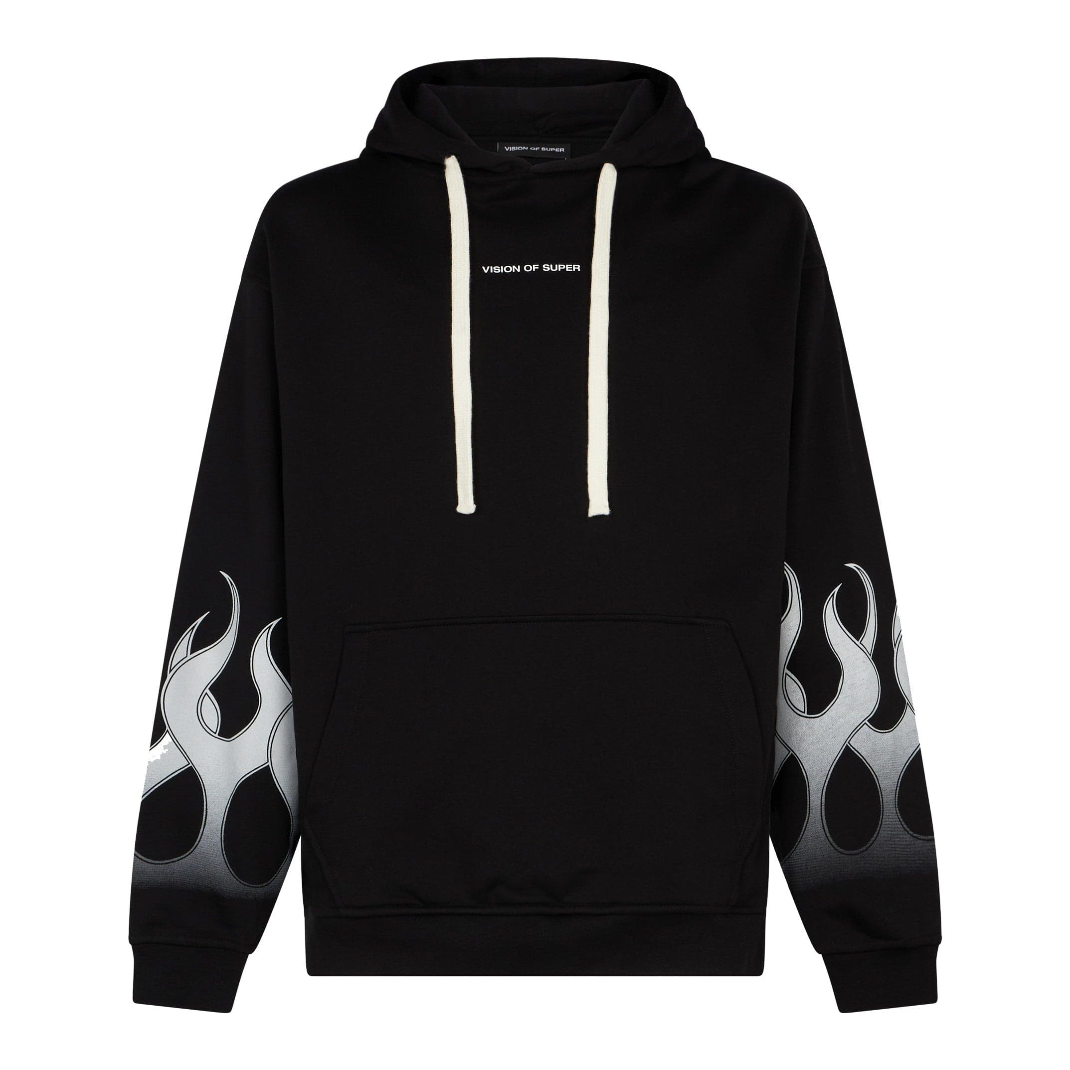 VISION OF SUPER Felpa Leggera Cappuccio Uomo Racing Flames Hoodie Black/white - 3