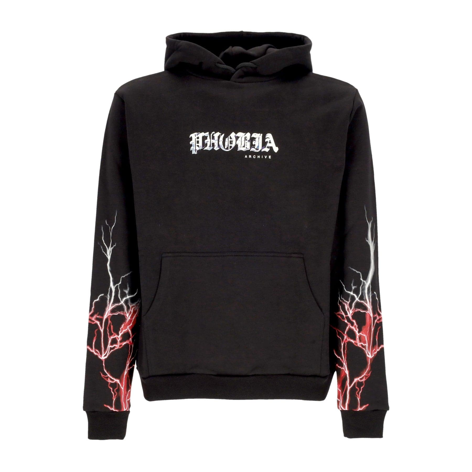 PHOBIA Felpa Leggera Cappuccio Uomo Lightning Hoodie Black/red/grey - 4