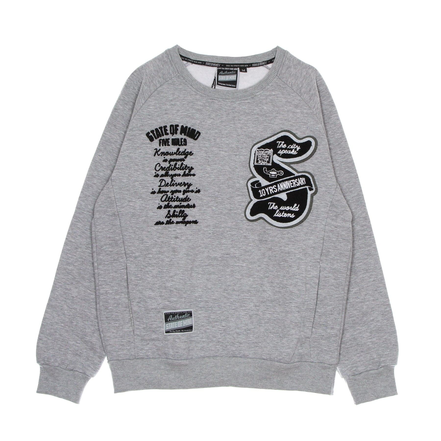 5TATE OF MIND Felpa Girocollo Uomo Ten Years Anniversary Crewneck Grey Melange - 5
