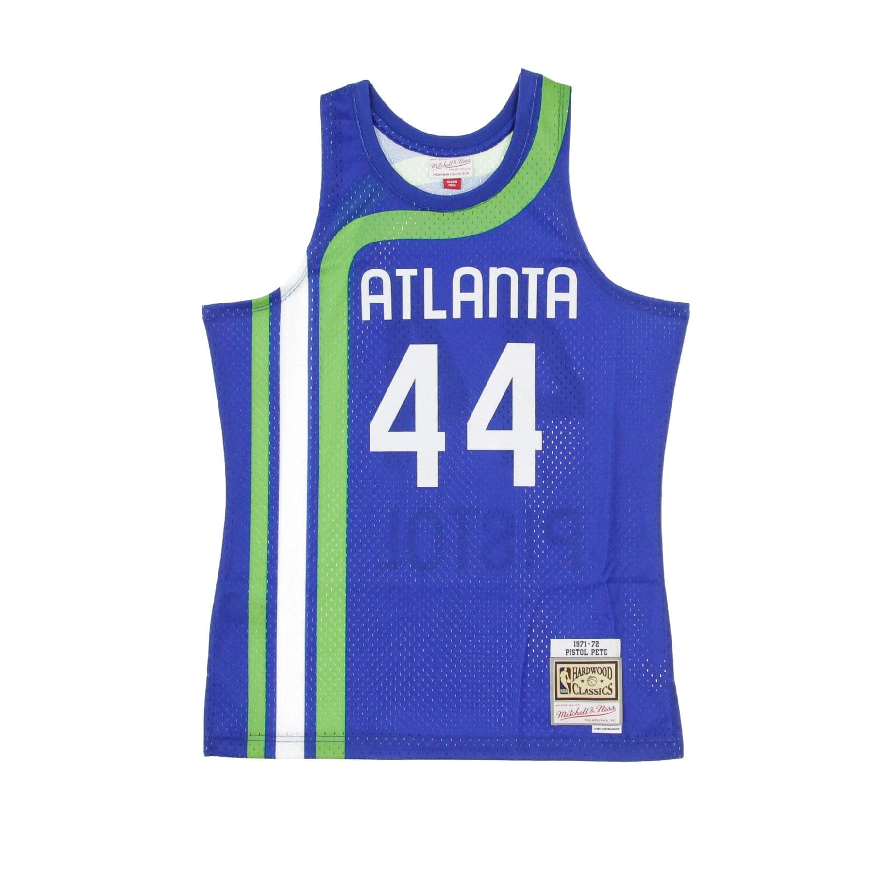 MITCHELL &amp; NESS Canotta Basket Uomo Nba Swingman Jersey Pete Maravich No.44 1971-72 Atlhaw Road Original Team Colors - 5
