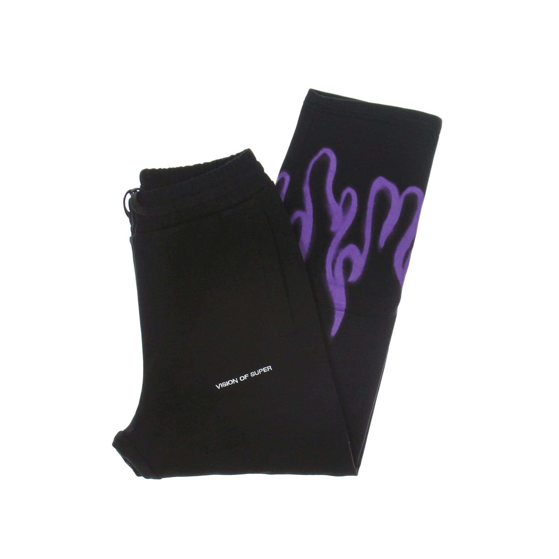 VISION OF SUPER Pantalone Tuta Leggero Uomo Spray Flames Pants Black/purple - 5