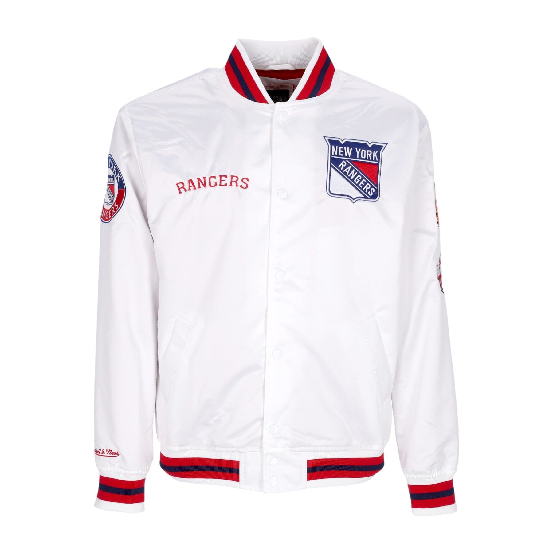 MITCHELL &amp; NESS Giubbotto Bomber Uomo Nhl Hometown Lw Satin Jacket Neyran White - 5