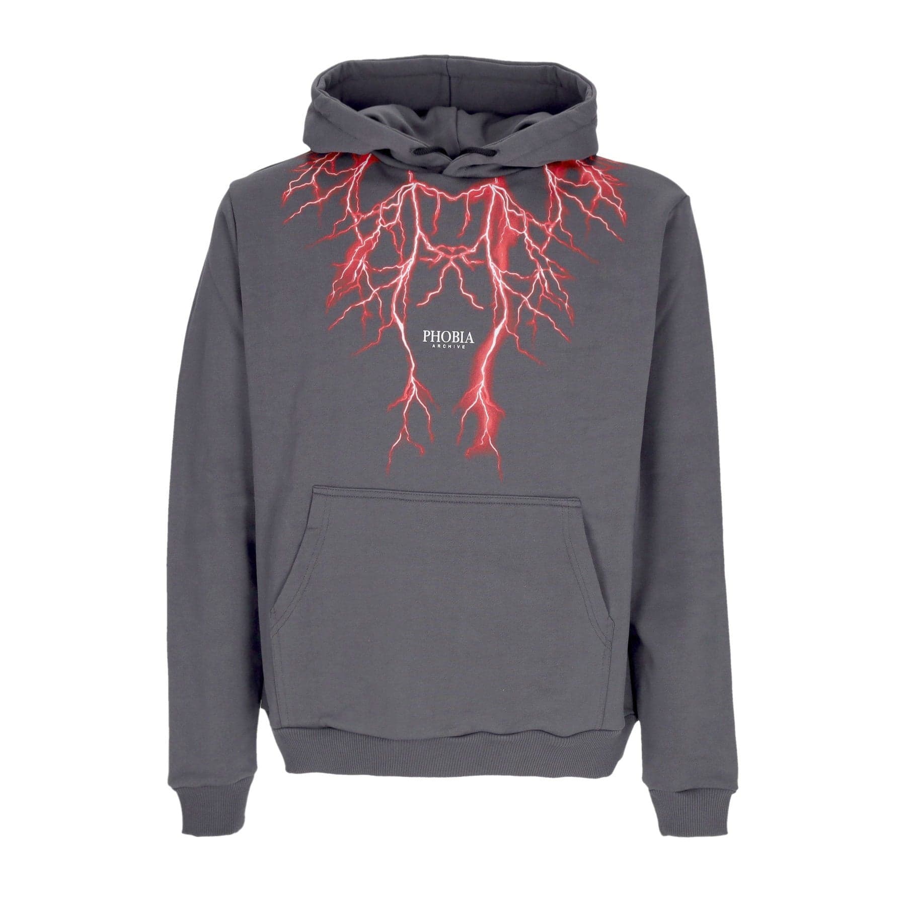 PHOBIA Felpa Leggera Cappuccio Uomo Lightning Hoodie Grey/red - 4