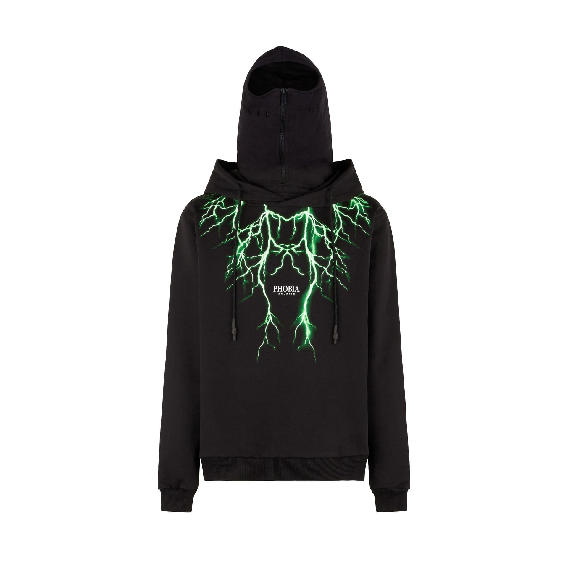 PHOBIA Felpa Leggera Cappuccio Uomo Lightning Balaclava Hoodie Black/green - 2