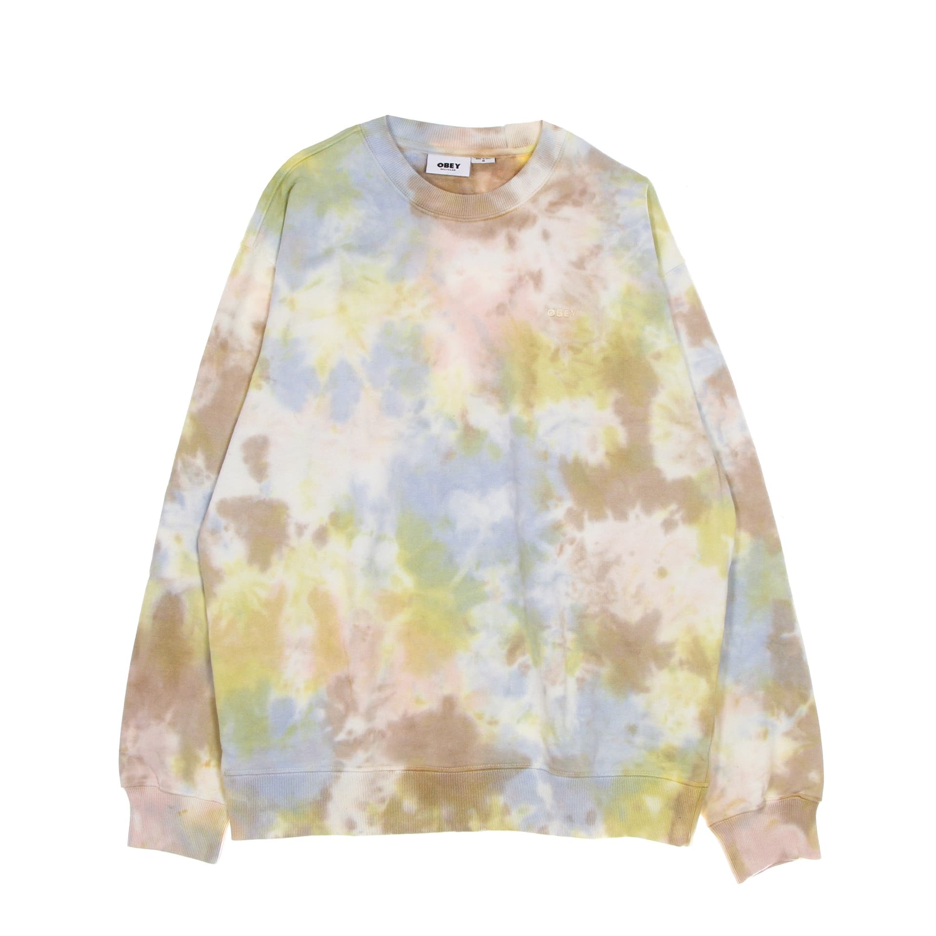 OBEY Felpa Leggera Girocollo Uomo Mini Bold Recycled Tie Dye Crew Specialty Fleece Toffee Multi - 4
