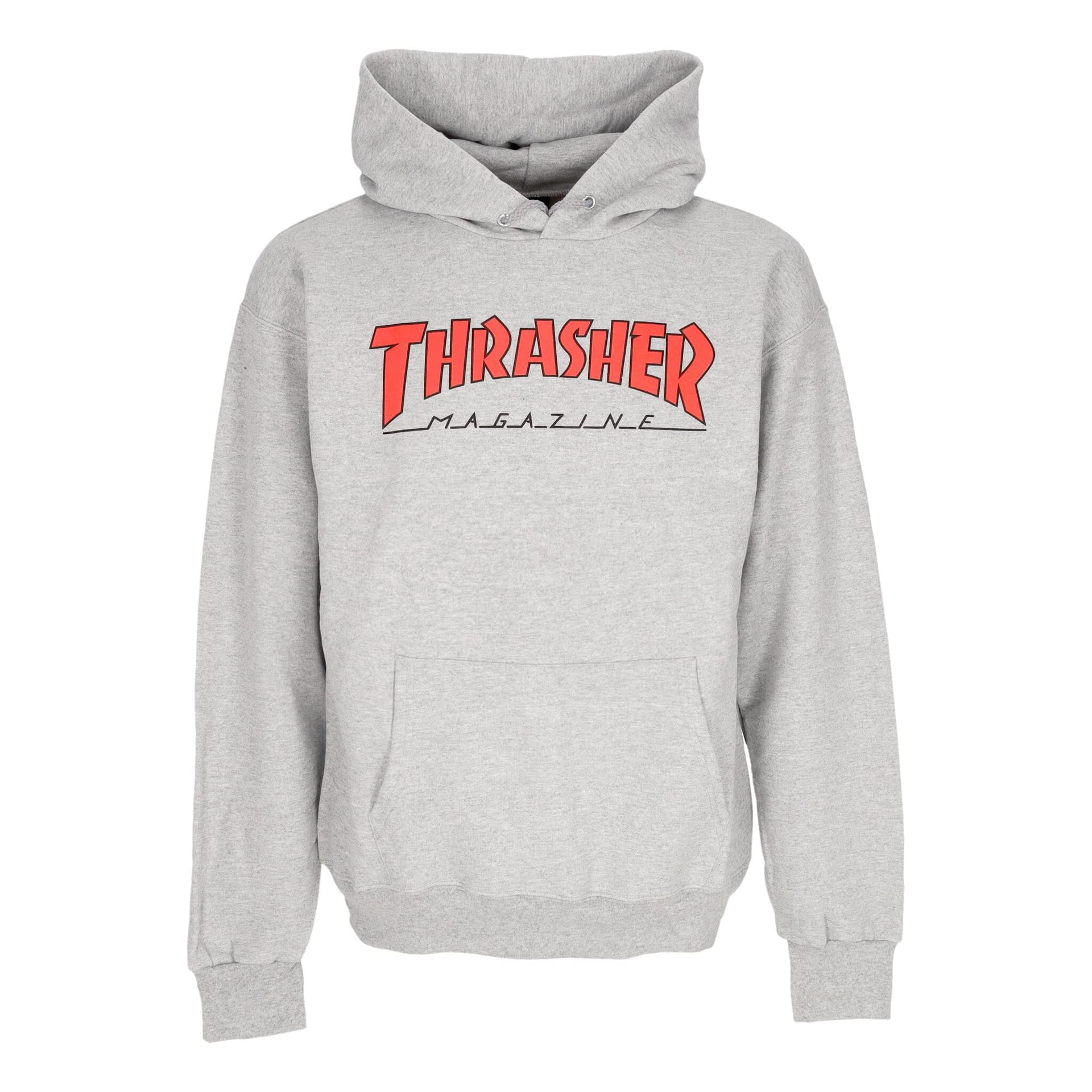 THRASHER Felpa Cappuccio Uomo Outlined Hoodie Light Steel/red - 3