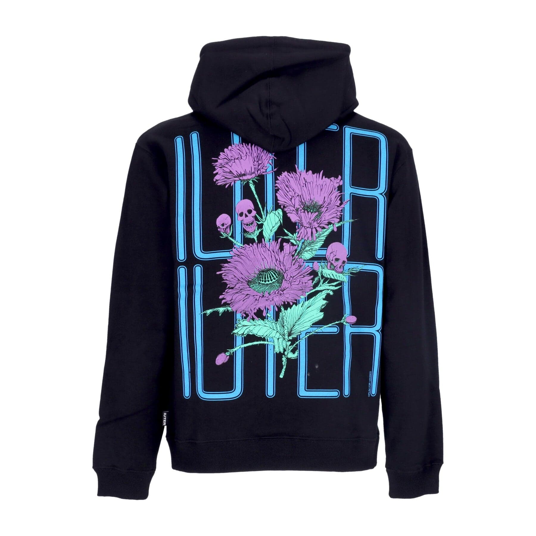 IUTER Felpa Leggera Cappuccio Uomo Spine Skulls Hoodie Black - 3