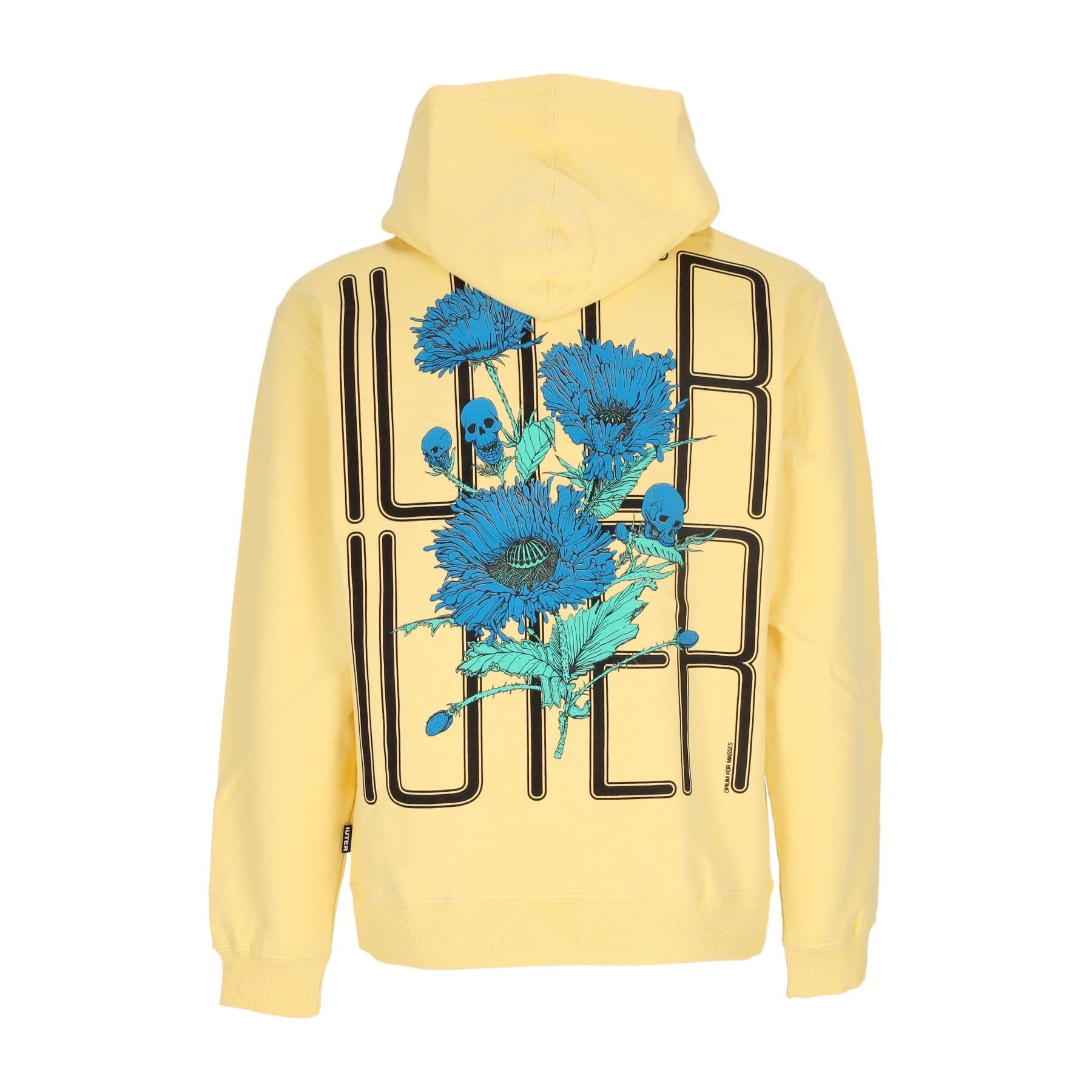 IUTER Felpa Leggera Cappuccio Uomo Spine Skulls Hoodie Canary Yellow - 3