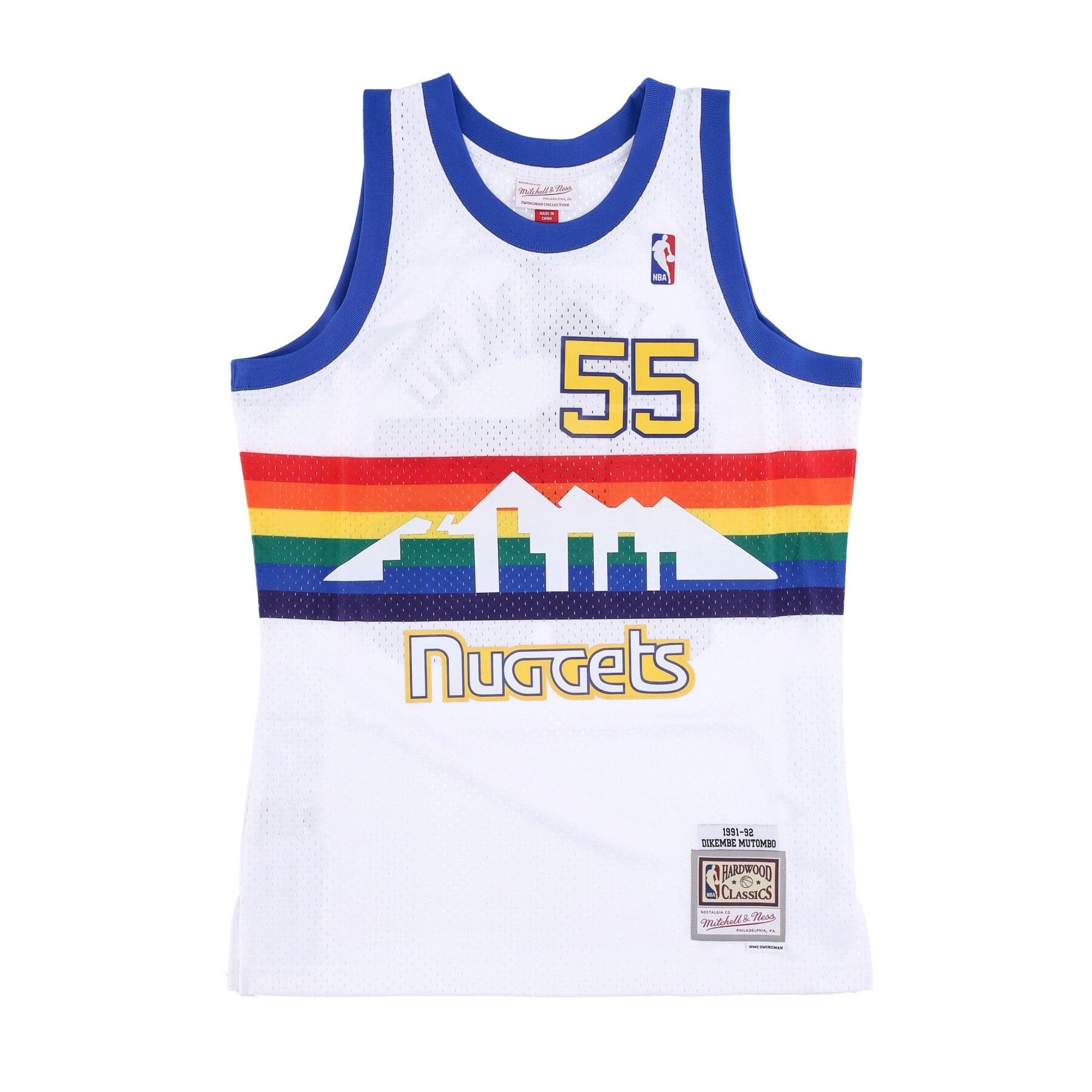 MITCHELL &amp; NESS Canotta Basket Uomo Nba Swingman Jersey Hardwood Classics No 55 Dikembe Mutombo 1991-92 Dennug Original Team Colors - 5