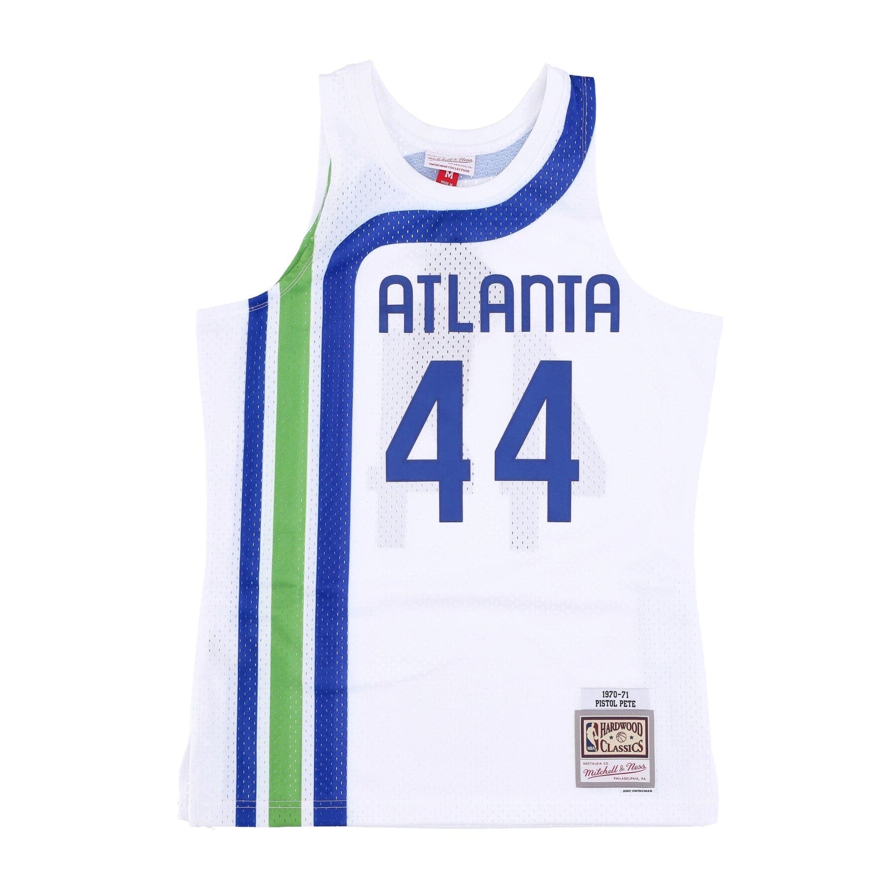MITCHELL &amp; NESS Canotta Basket Uomo Nba Swingman Jersey Hardwood Classics No 44 Pete Maravich 1970-71 Atlhaw White - 5