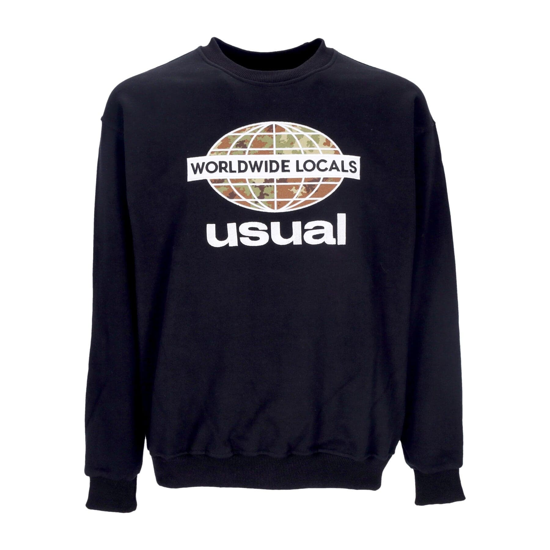 USUAL Felpa Leggera Girocollo Uomo Worldwide Locals Crewneck Black - 4