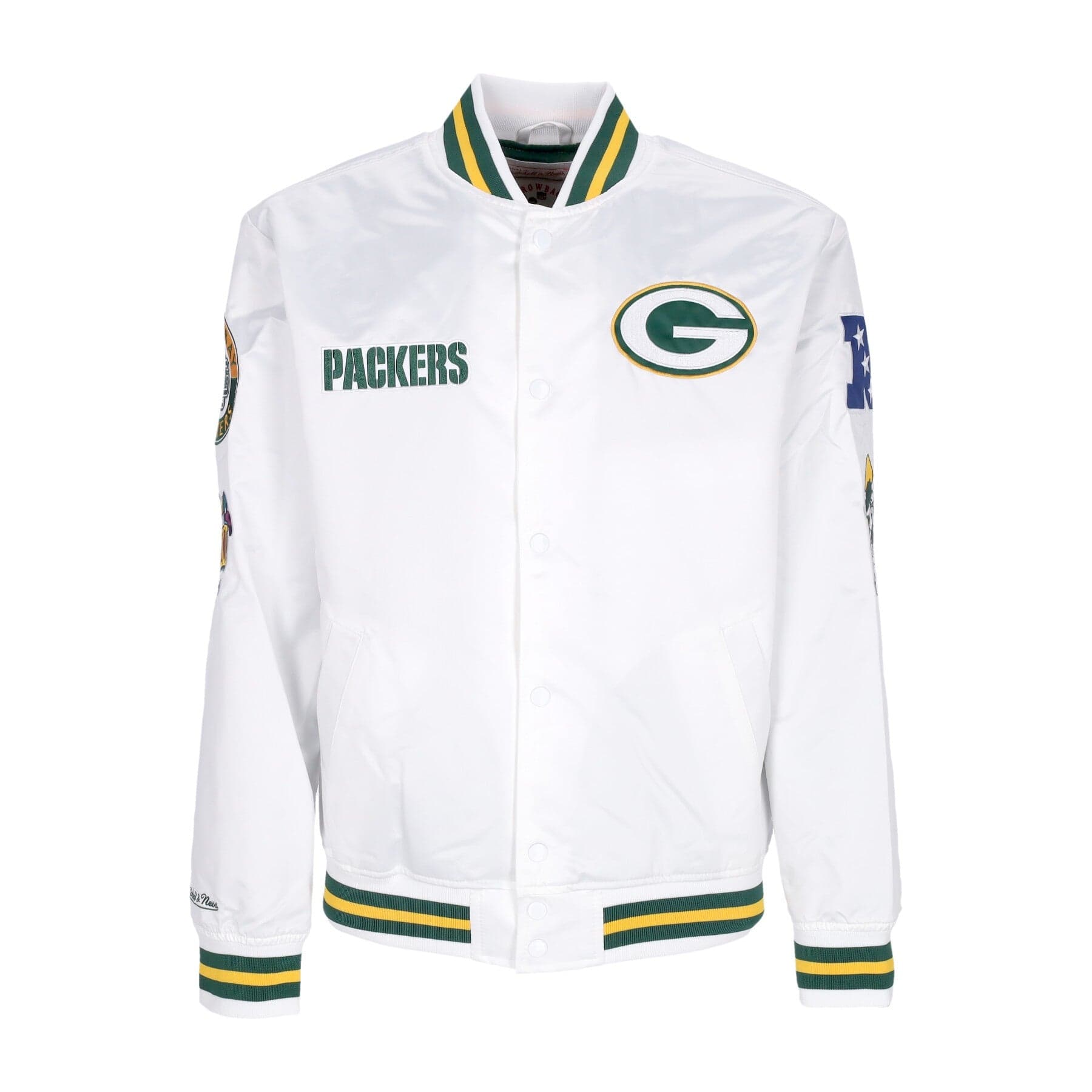MITCHELL &amp; NESS Giubbotto Bomber Uomo Nfl Hometown Lw Satin Jacket Grepac White - 5