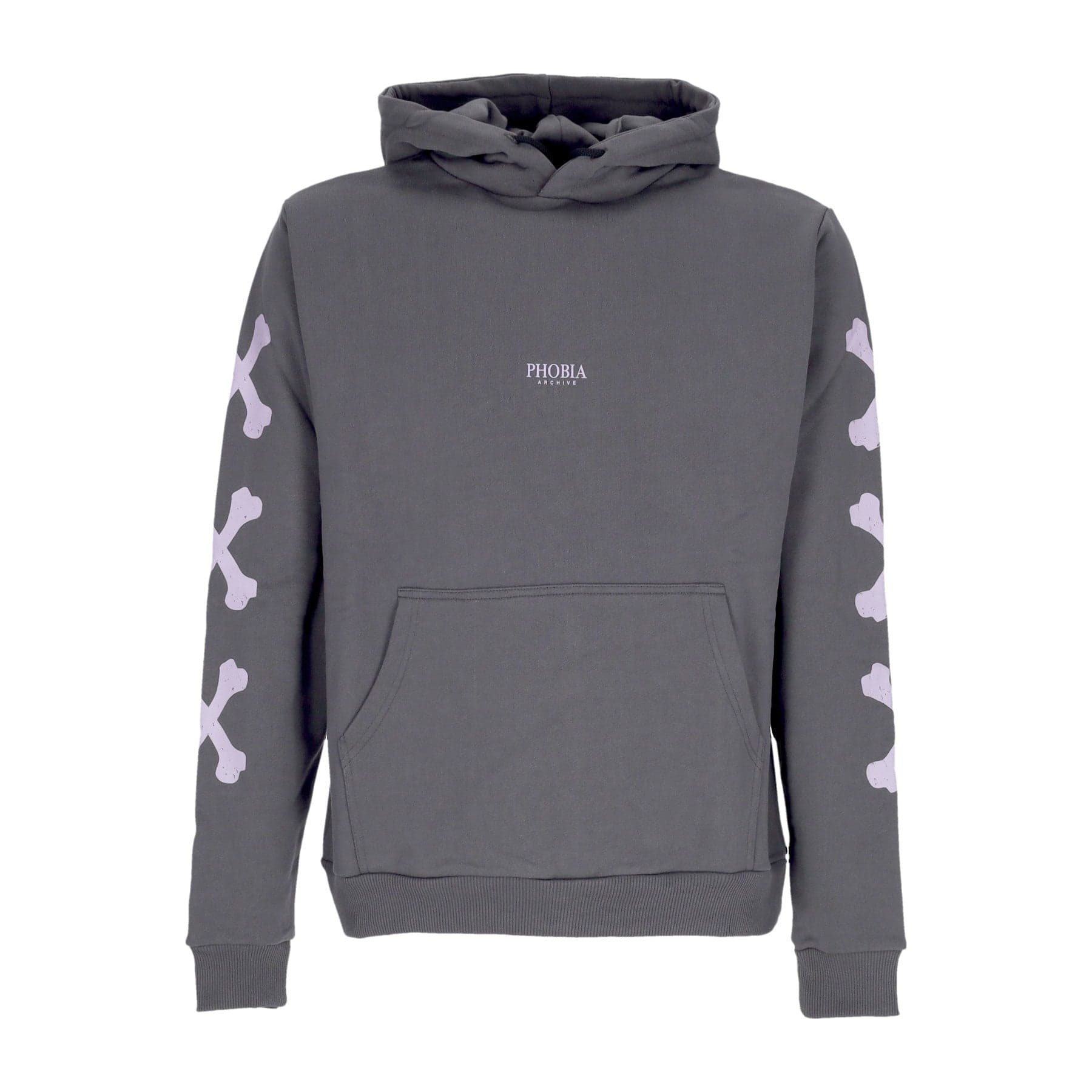 PHOBIA Felpa Leggera Cappuccio Uomo Cross Bones Hoodie Grey/lilac - 4
