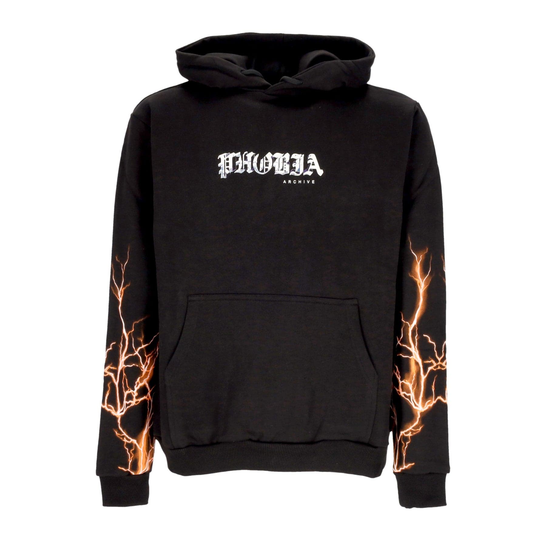 PHOBIA Felpa Leggera Cappuccio Uomo Lightning Hoodie Black/orange - 4