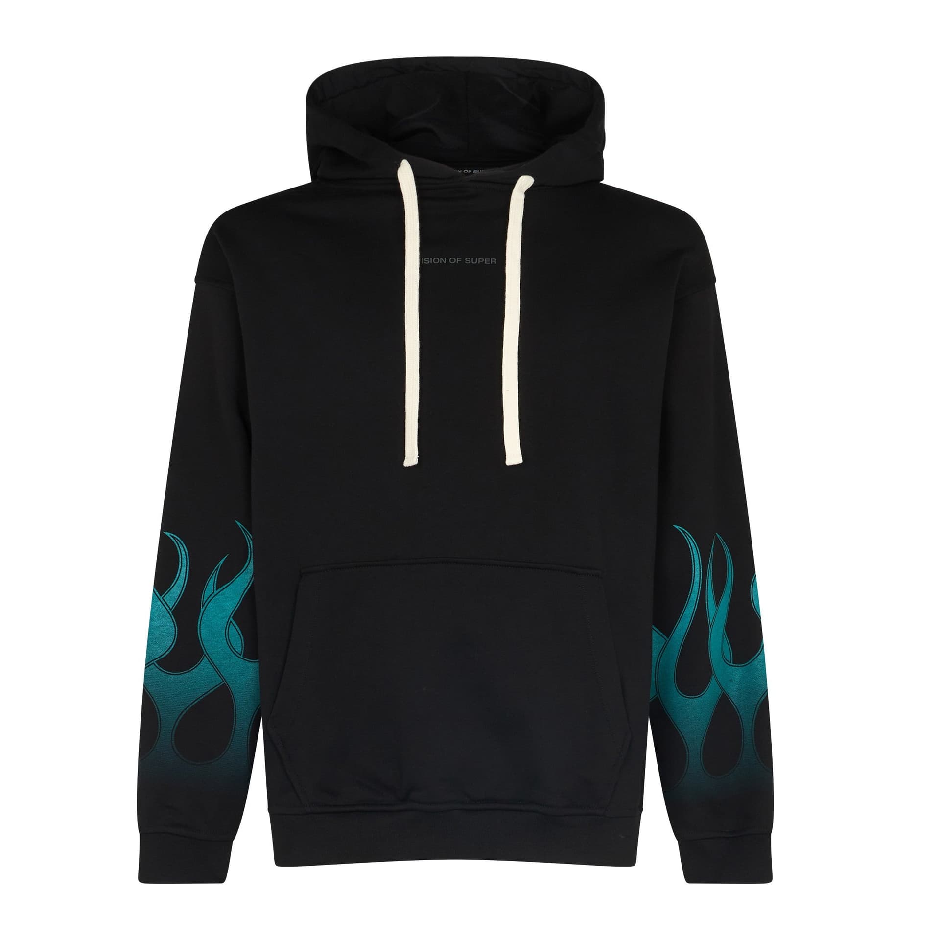VISION OF SUPER Felpa Leggera Cappuccio Uomo Racing Flames Hoodie Black - 3