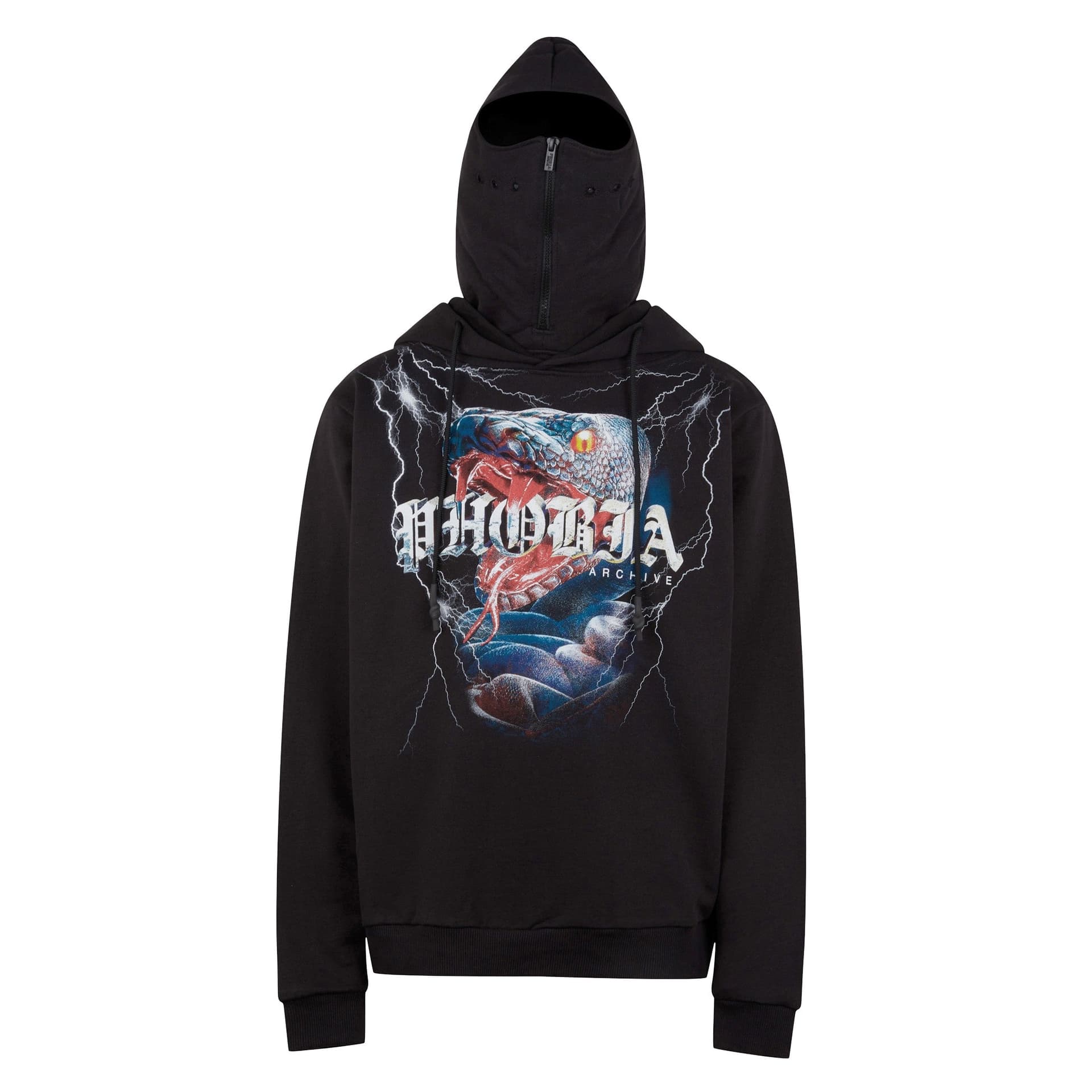 PHOBIA Felpa Leggera Cappuccio Uomo Snake Balaclava Hoodie Black - 2
