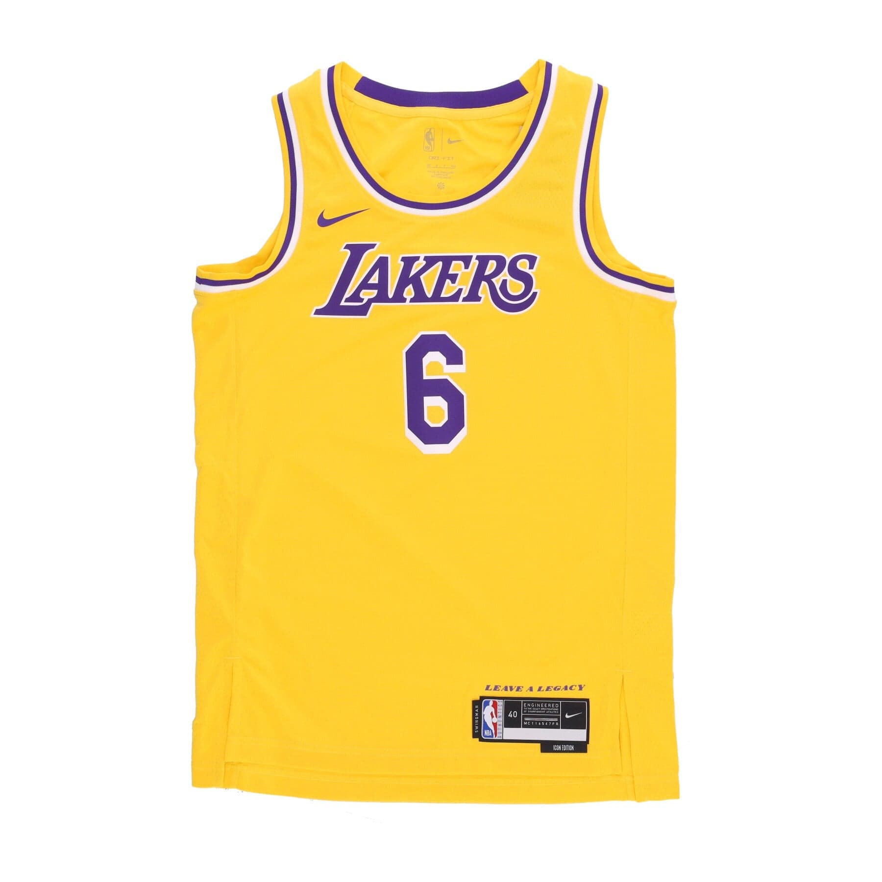 NIKE NBA Canotta Basket Uomo Nba Icon Edition 22  Dri-fit Swingman Jersey No 6 Lebron James Loslak Amarillo - 3