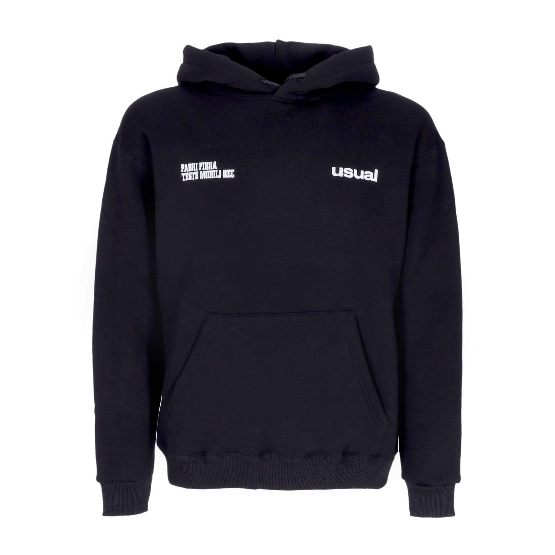 USUAL Felpa Cappuccio Uomo Hoodie X Fabri Fibra Black - 4