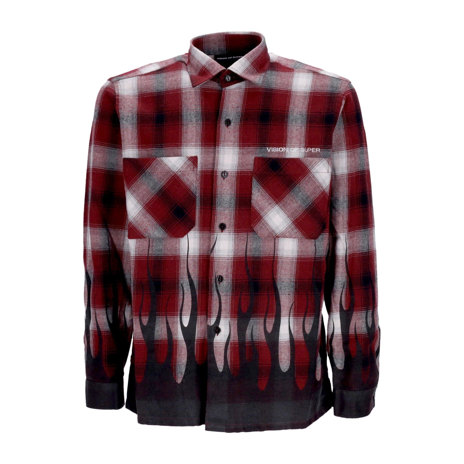VISION OF SUPER Camicia Manica Lunga Uomo Flames Shirt Grape Wine - 4