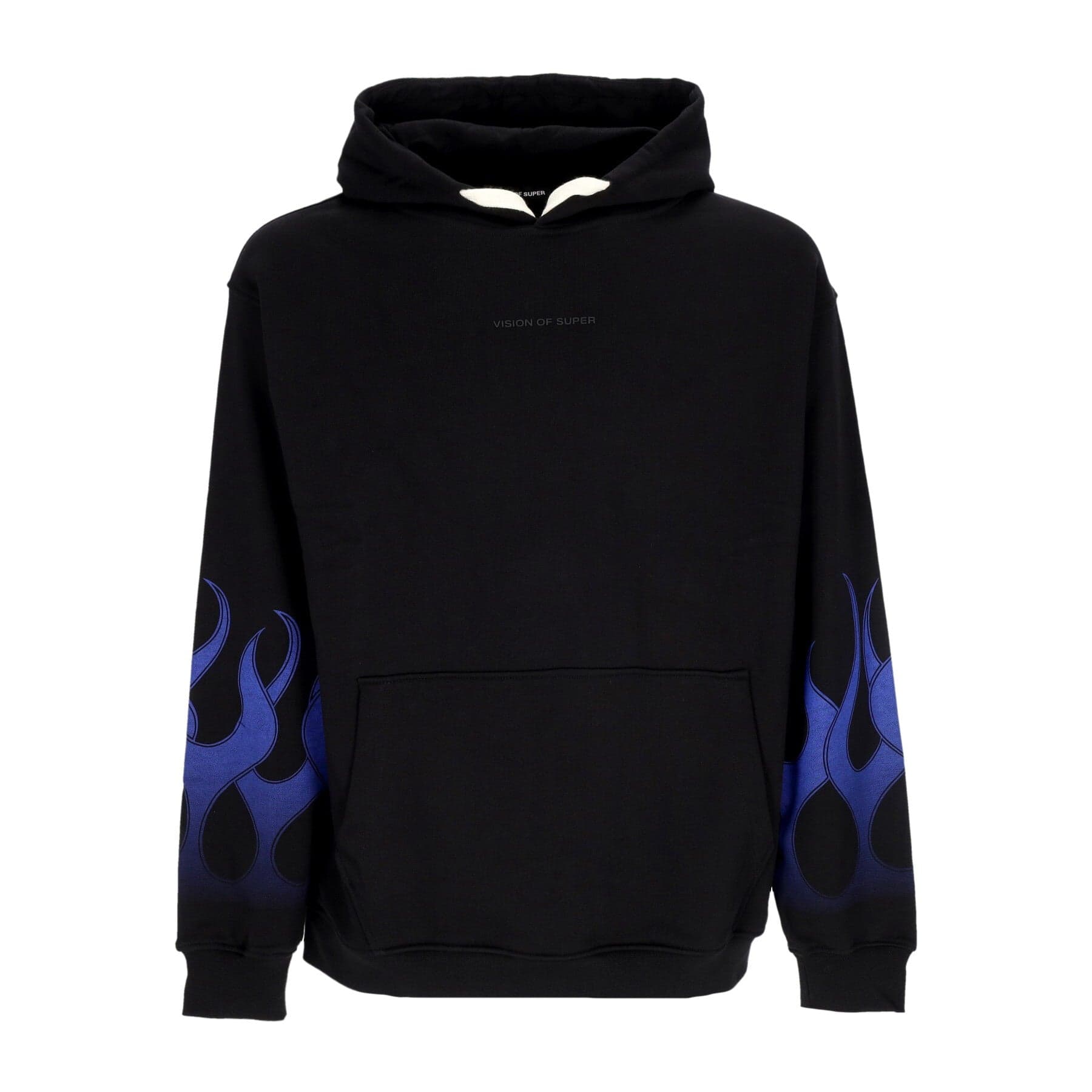 VISION OF SUPER Felpa Leggera Cappuccio Uomo Flames Hoodie Black/blue - 3