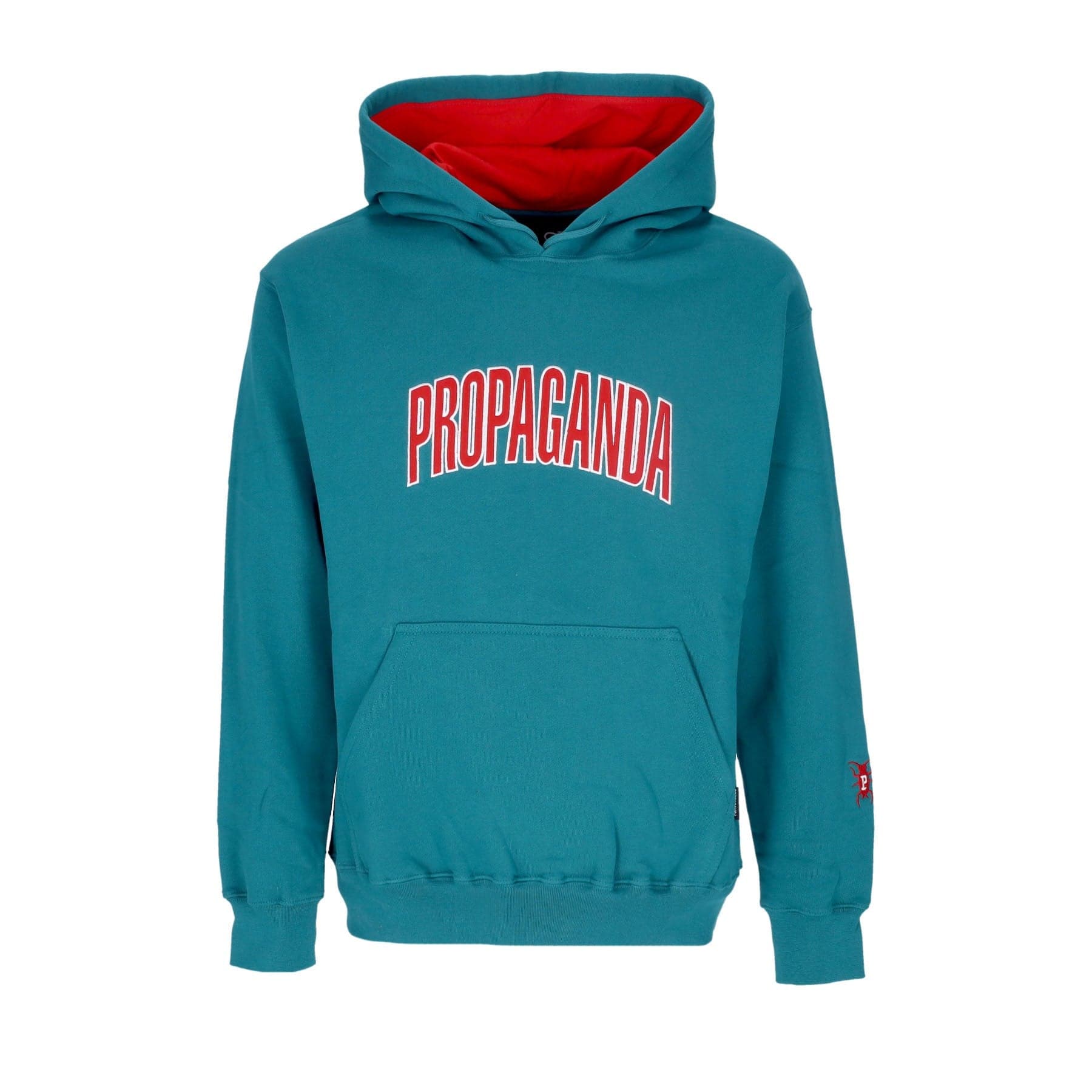 PROPAGANDA Felpa Cappuccio Uomo College Hoodie Petrol - 3