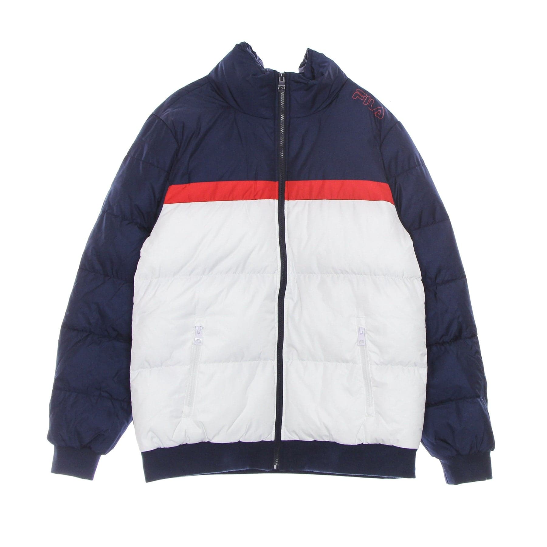 FILA Piumino Uomo Oliver Puff Jacket Bright White/black Iris/true Red - 6