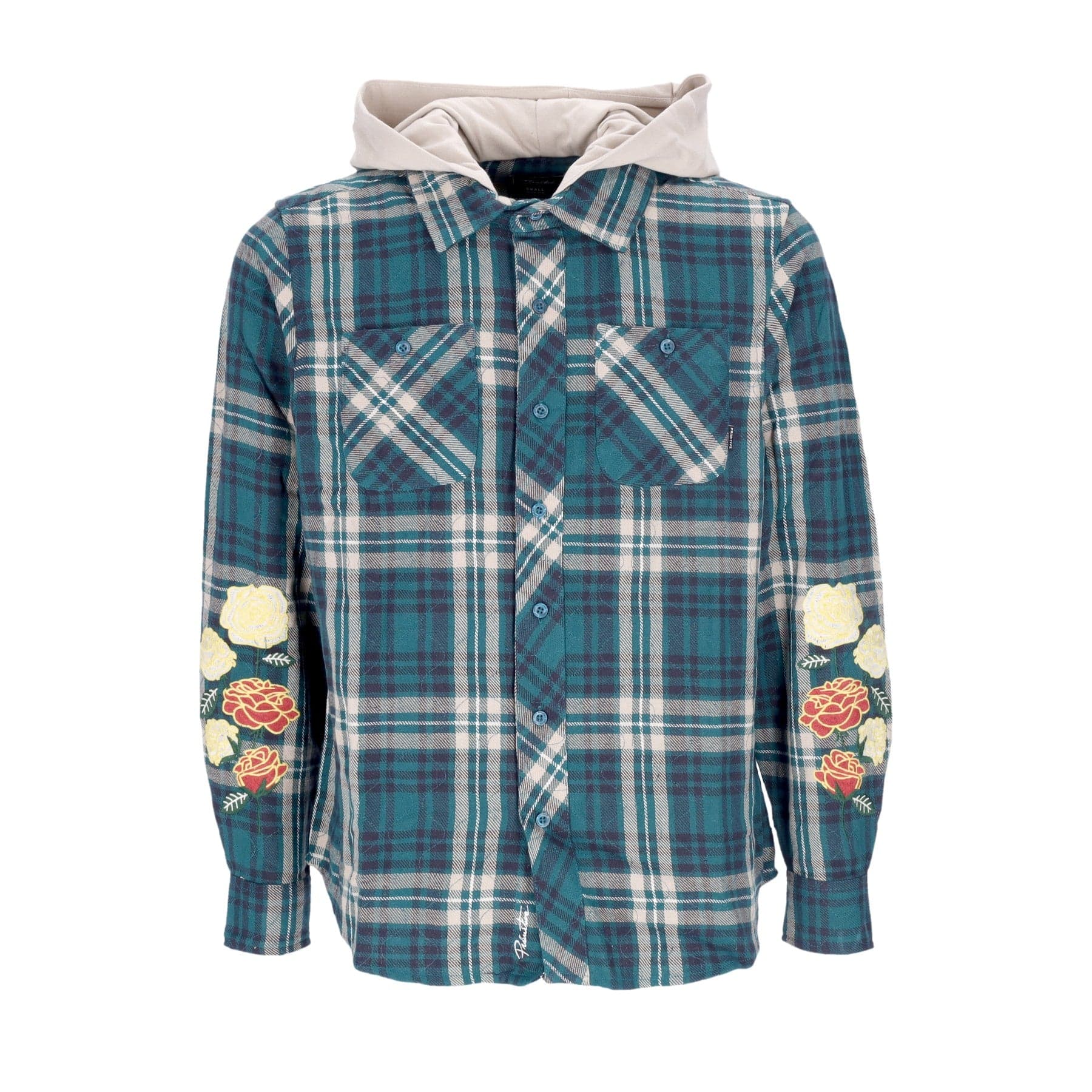 PRIMITIVE Camicia Manica Lunga Cappuccio Uomo Layne Two-fer Flannel Dark Green - 4