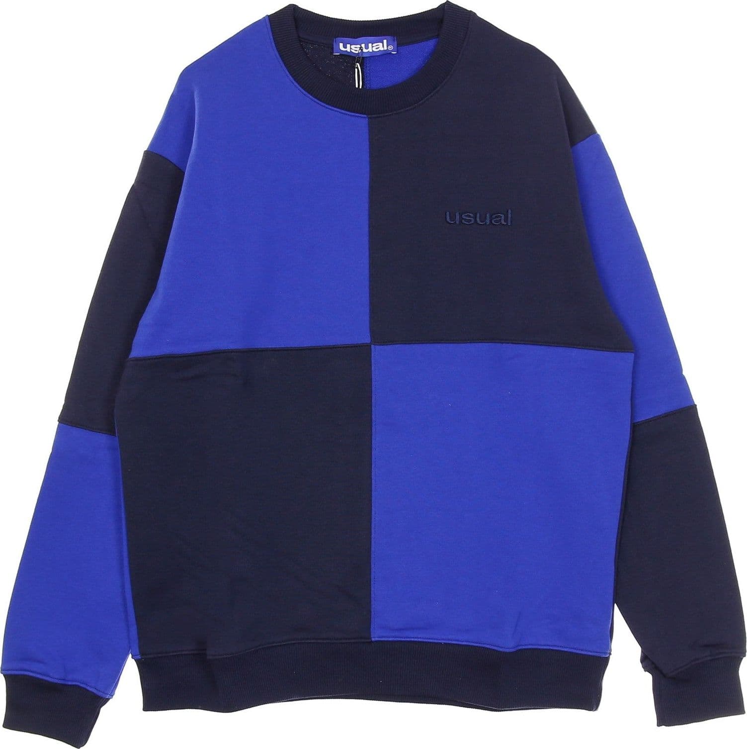 USUAL Felpa Leggera Girocollo Uomo Bigcheck Blue/black - 4