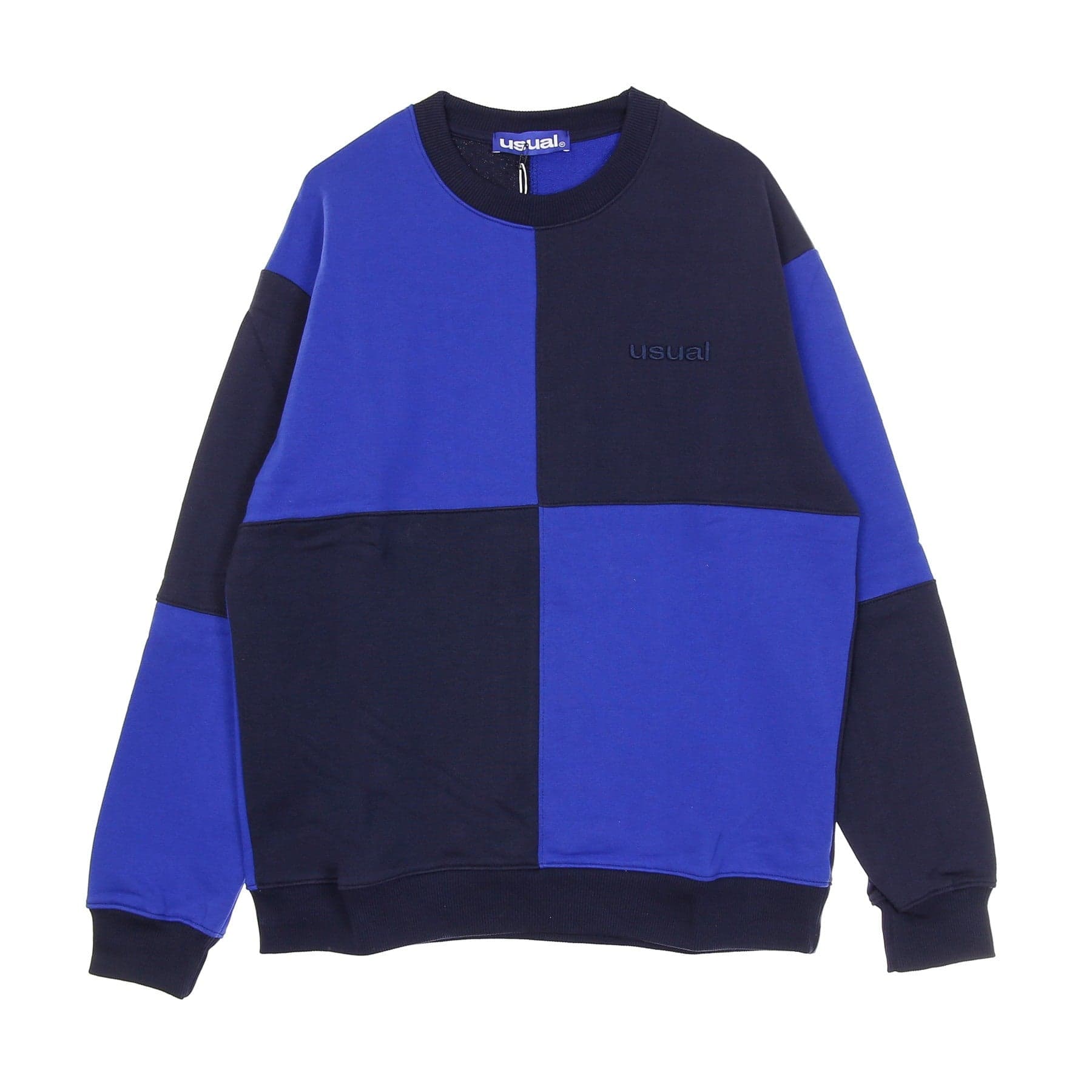 USUAL Felpa Leggera Girocollo Uomo Bigcheck Blue/black - 4