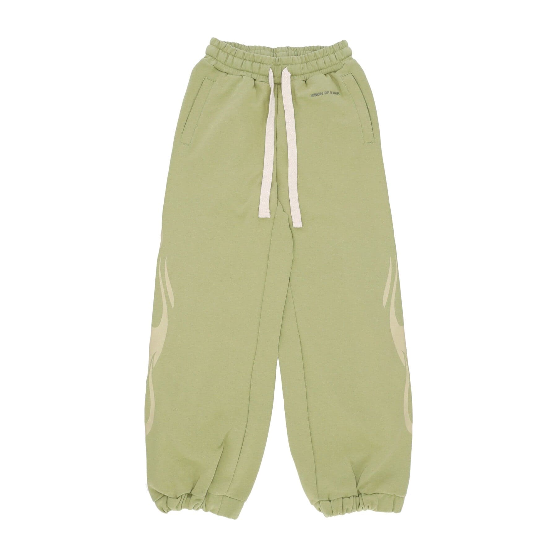 VISION OF SUPER Pantalone Tuta Leggero Donna Flames Pants Green/off White - 3