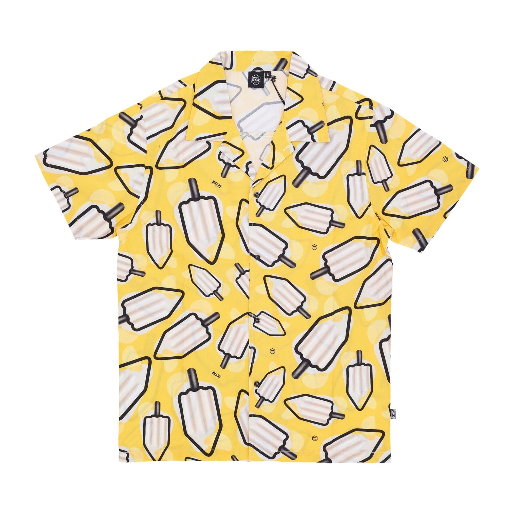 DOLLY NOIRE Camicia Manica Corta Uomo Mambo Pattern Al Limone Bowling Shirt Yellow - 3