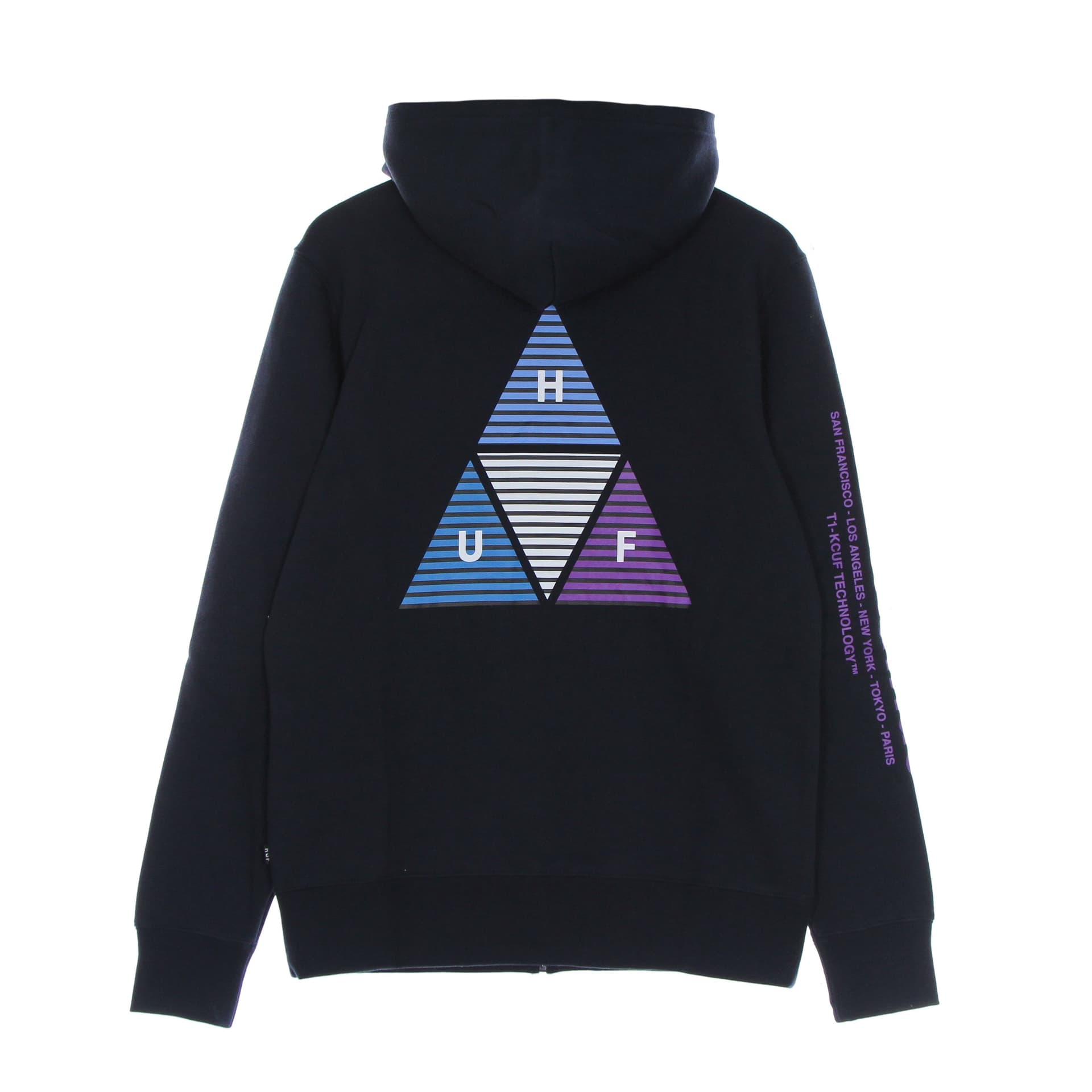 HUF Felpa Cappuccio Zip Uomo Prism Triple Triangle Full Zip Hoodie Navy Blazer - 6