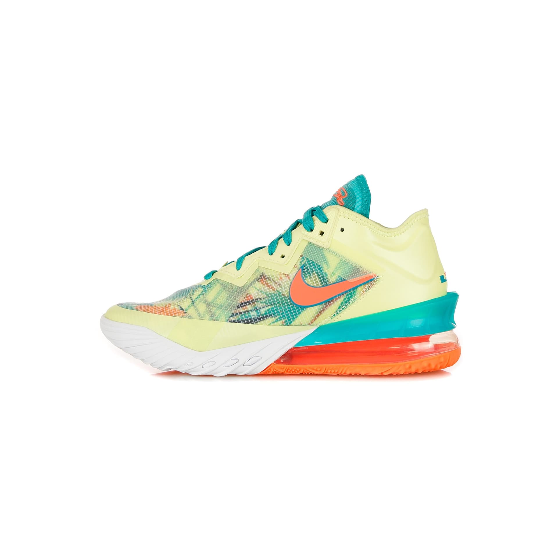 NIKE NBA Scarpa Basket Uomo Lebron Xviii Low White Lime/bright Mango/new Green - 16