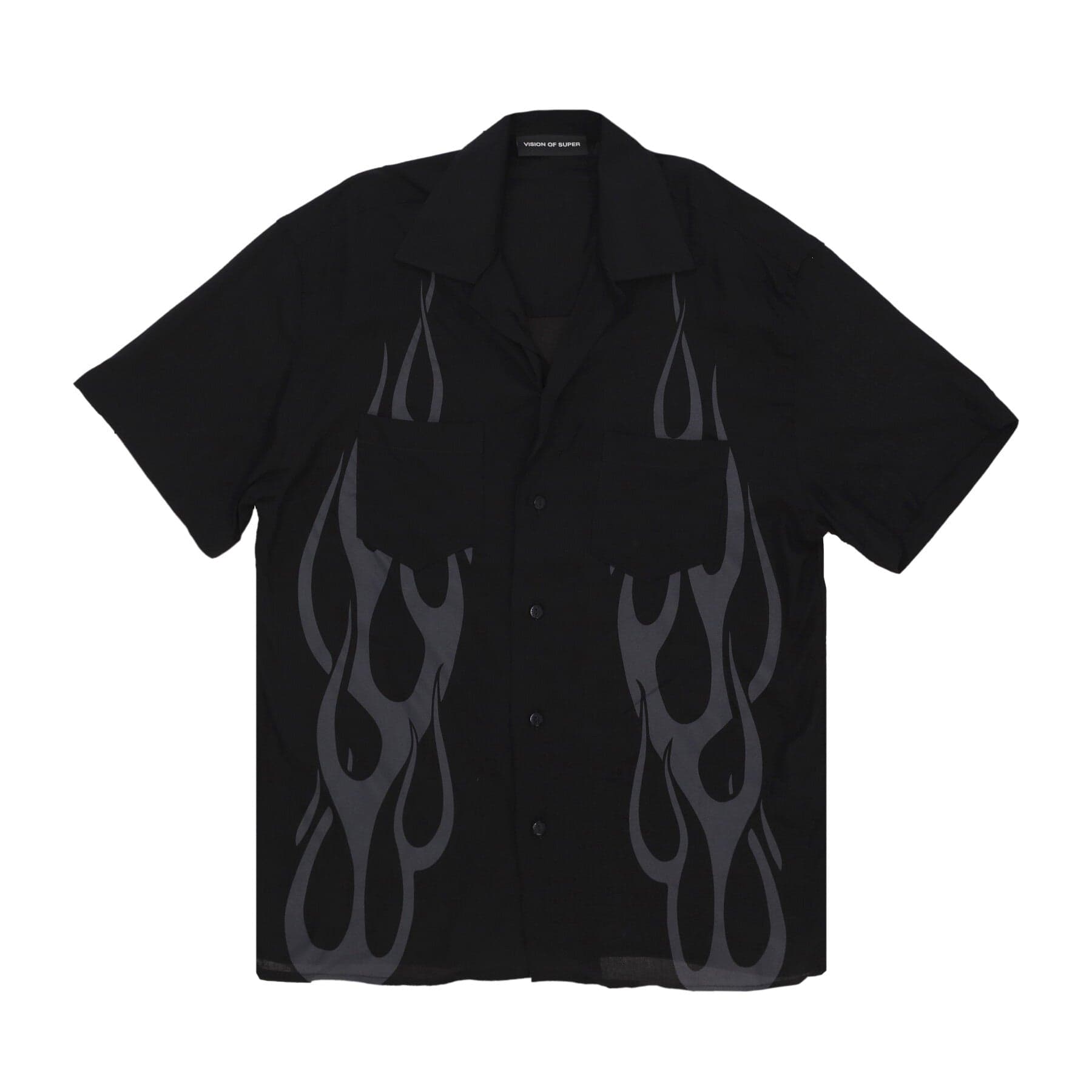 VISION OF SUPER Camicia Manica Corta Uomo Flames Shirt Black/grey - 3