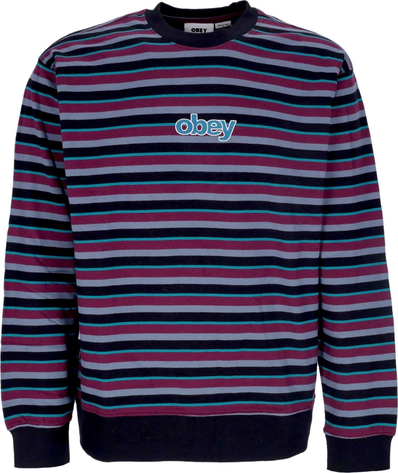 OBEY Felpa Girocollo Uomo Anden Stripe Crew Specialty Fleece Black Multi – XL – rosa