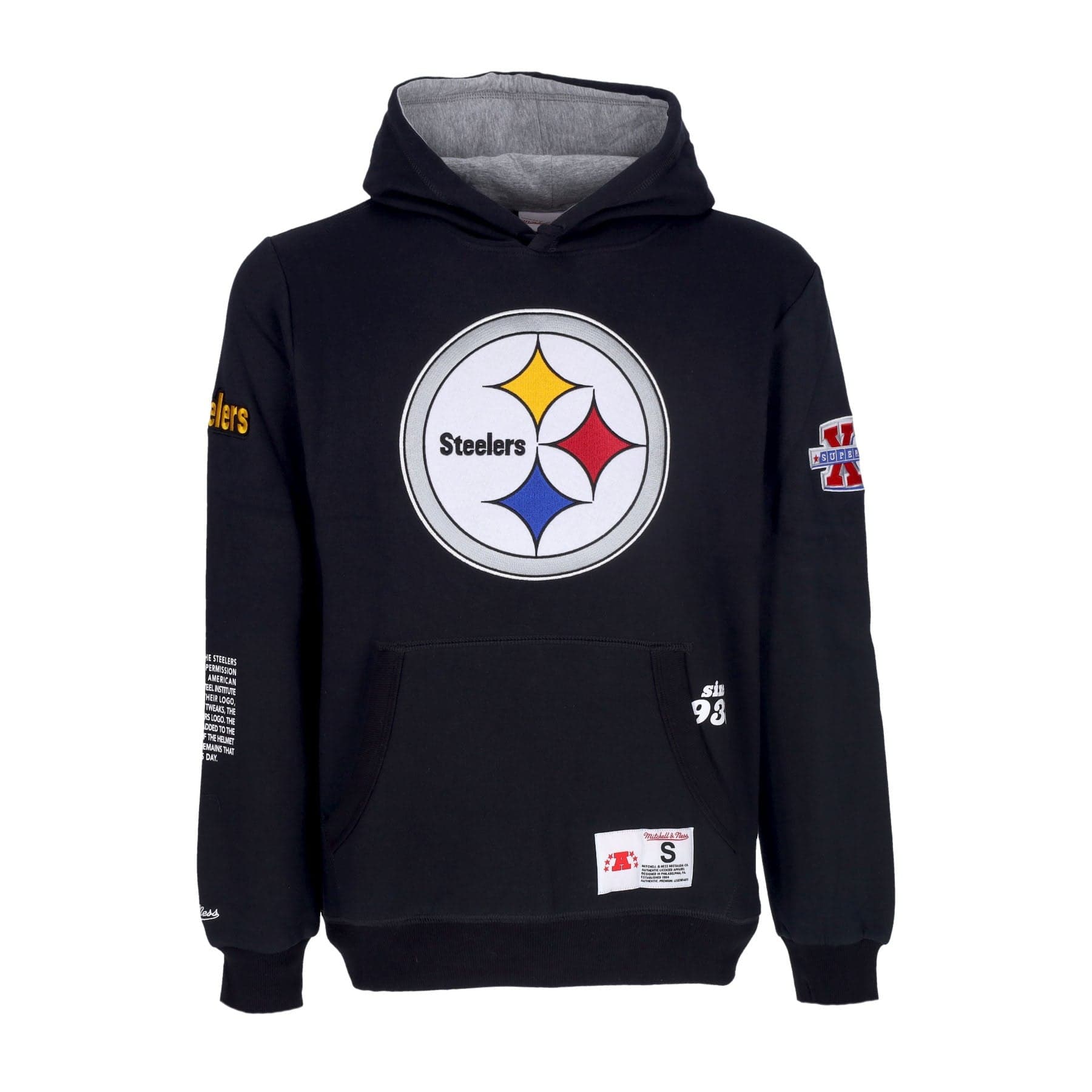 MITCHELL & NESS Felpa Cappuccio Uomo Nfl Team Origins Fleece Hoodie Pitste Black