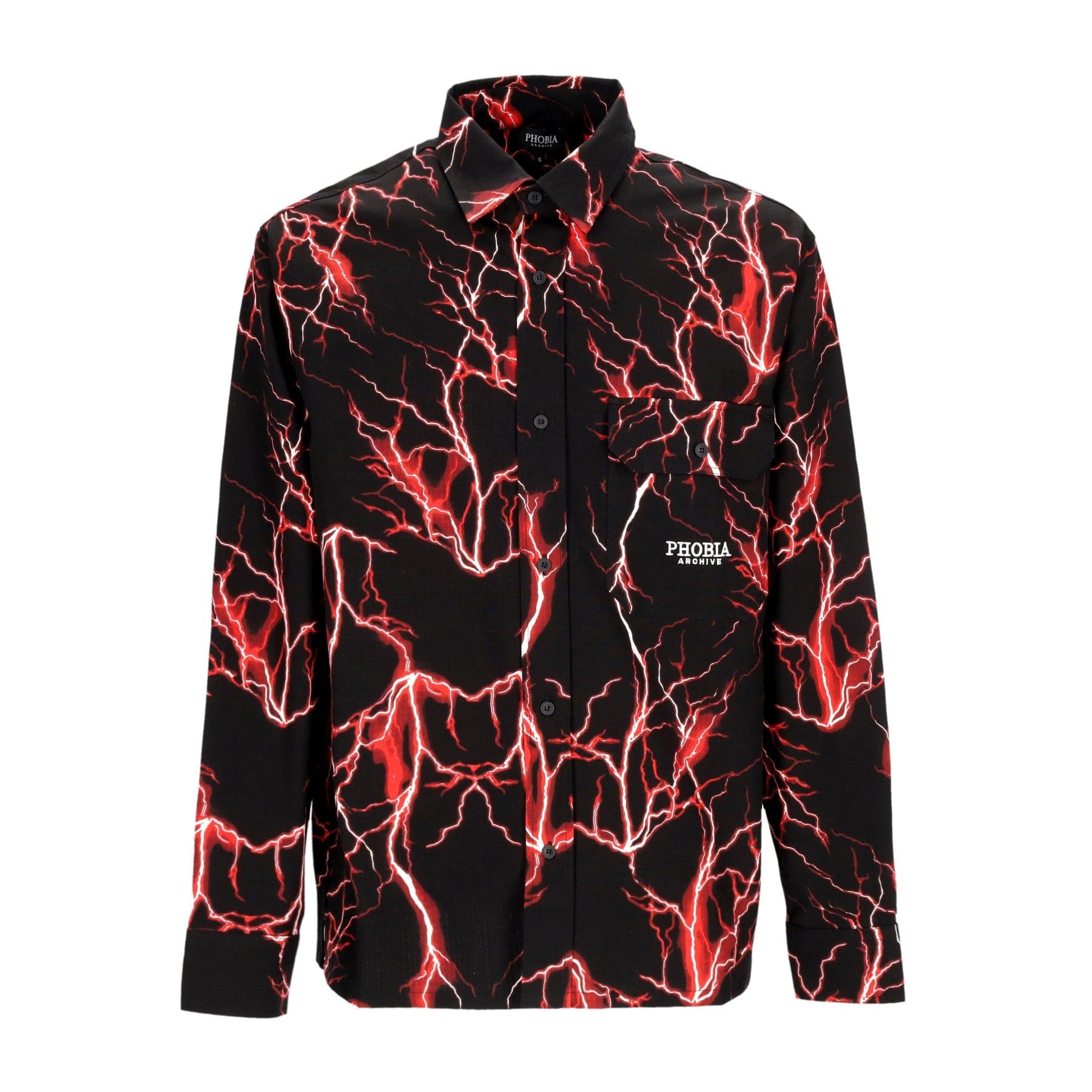 PHOBIA Camicia Manica Lunga Uomo All Over Lightning Shirt Black/red - 2