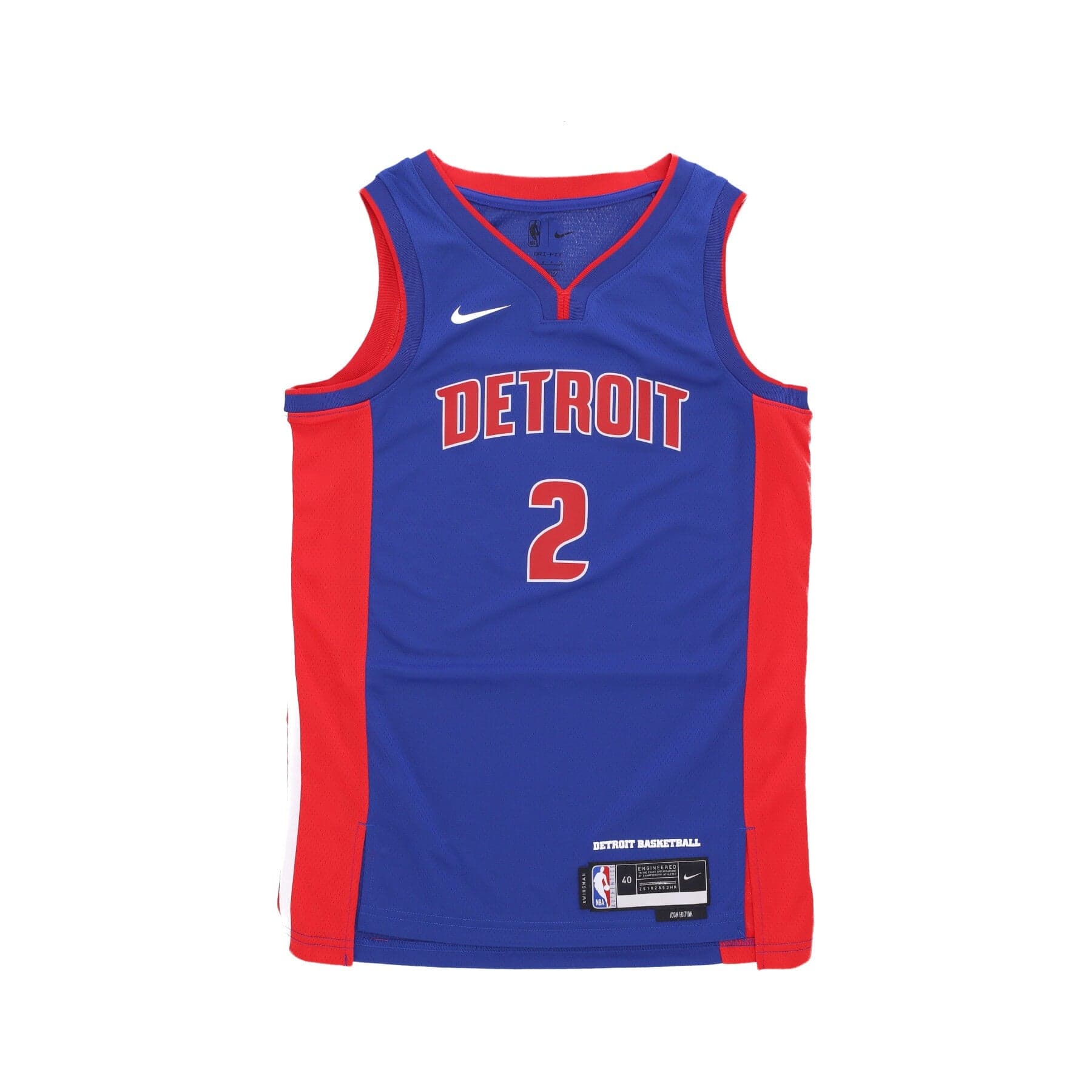 NIKE NBA Canotta Basket Uomo Nba Icon Edition 22 Dri-fit Swingman Jersey No 2 Cade Cunningham Detpis Rush Blue - 3