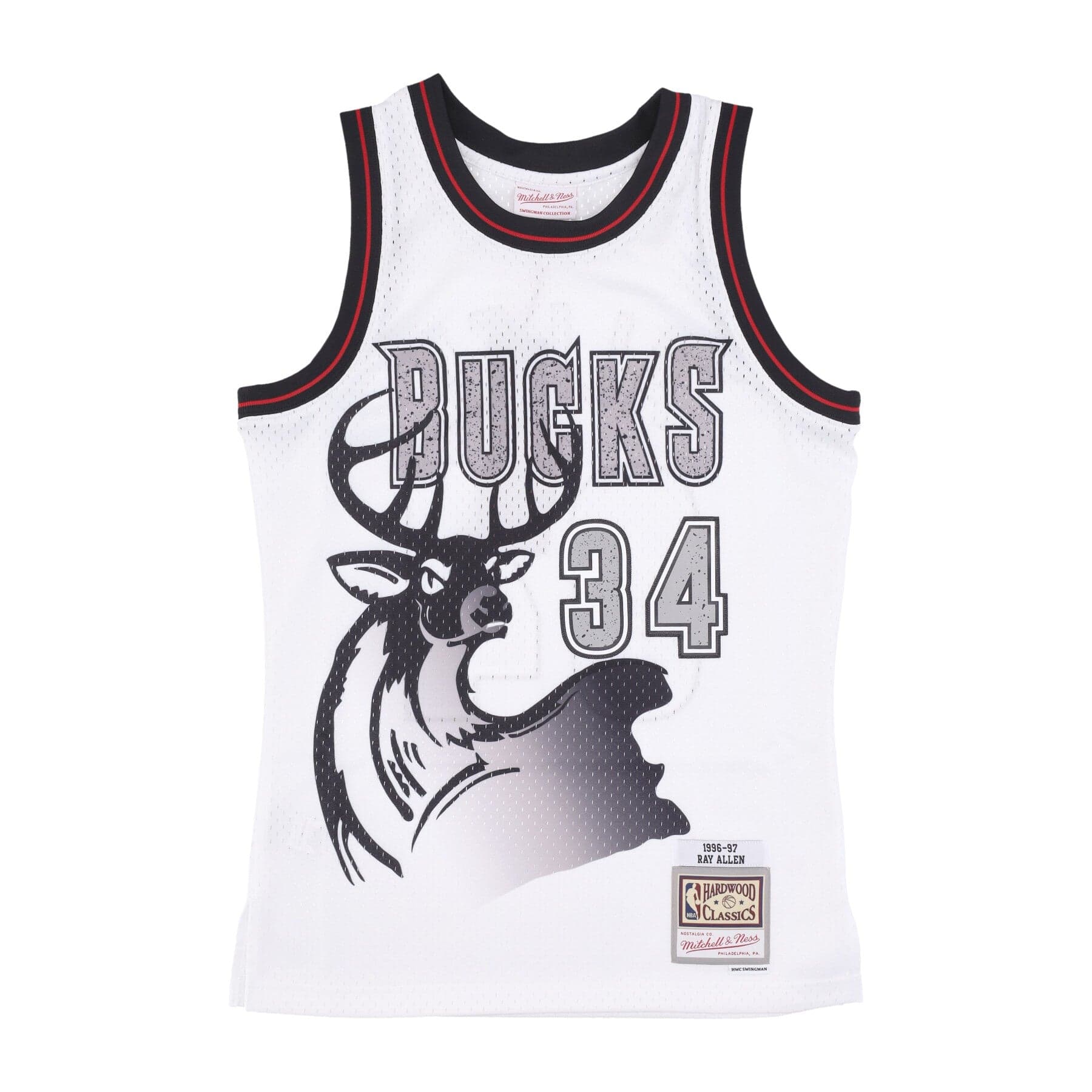 MITCHELL & NESS Canotta Basket Uomo Nba Cracked Cement Swingman Jersey No 34 Ray Allen Milbuc White